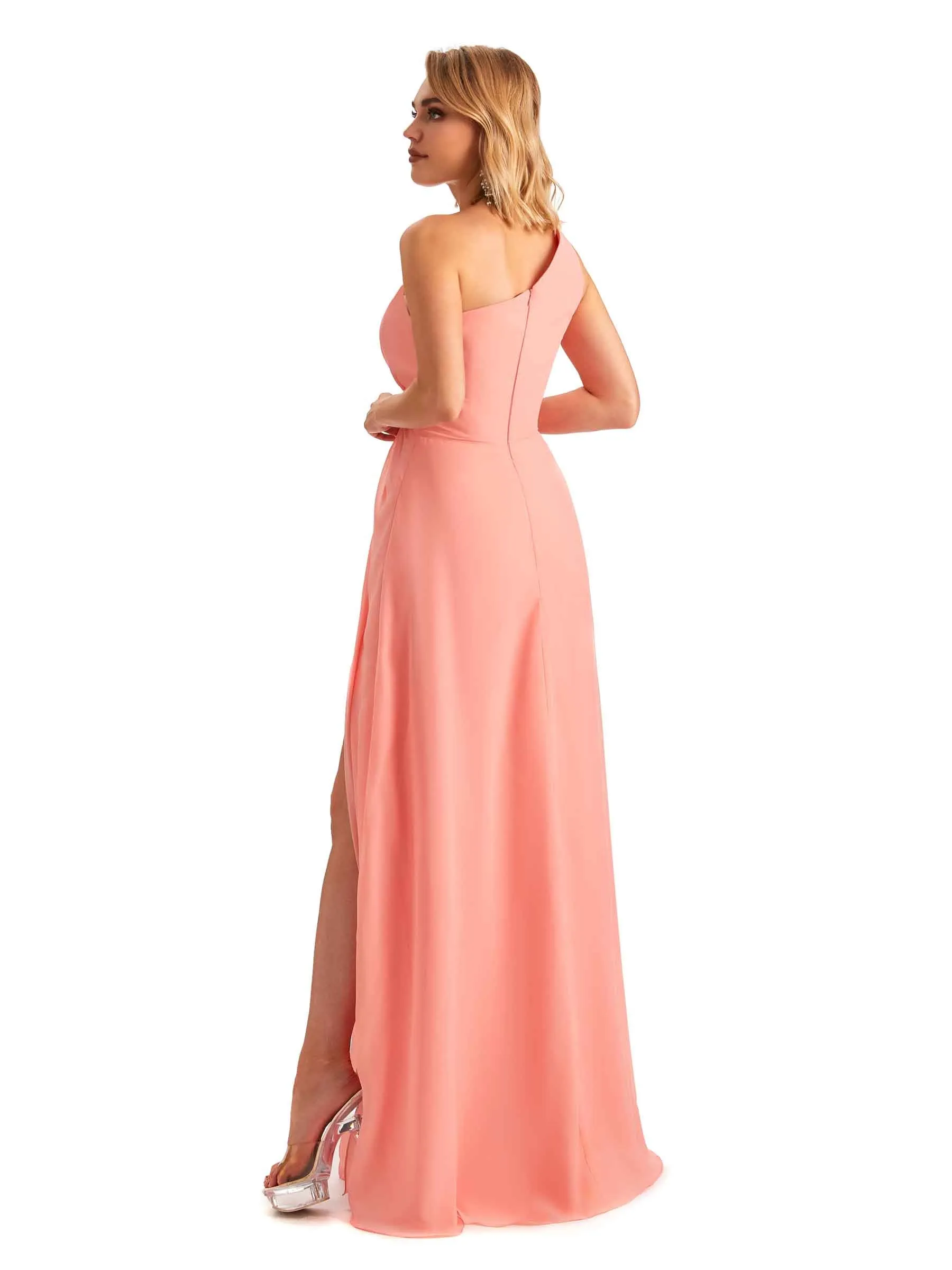 Elegant Side Slit Chiffon One Shoulder A-line Long Mother of the Brides Dresses sold by ChicSew product image thumbnail 5
