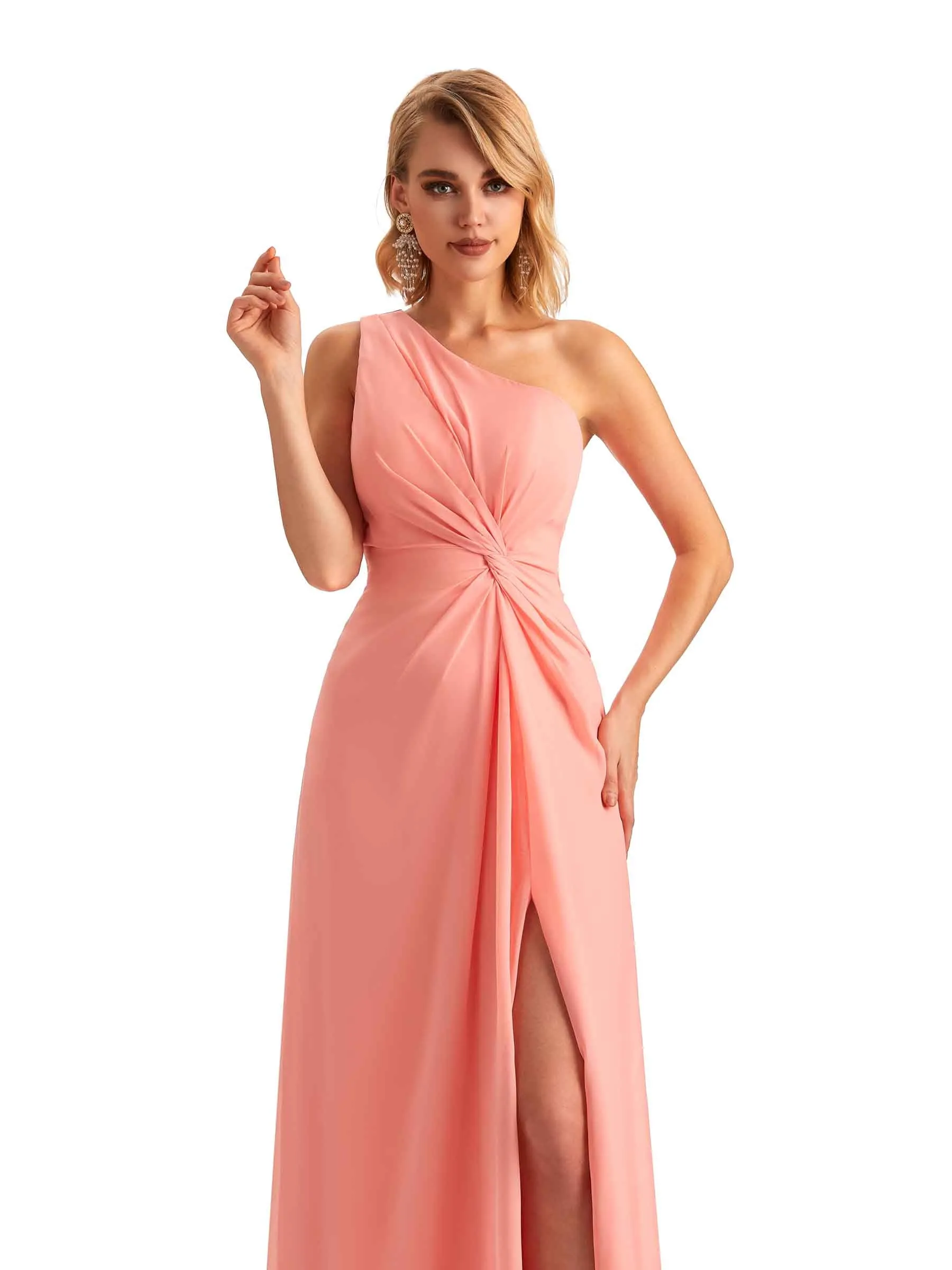 Elegant Side Slit Chiffon One Shoulder A-line Long Mother of the Brides Dresses sold by ChicSew product image thumbnail 2