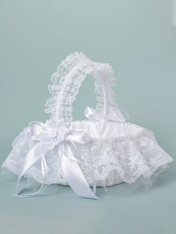 Lace Bow Decorated Portable Flower Basket, HL-5725 made by ChicSew