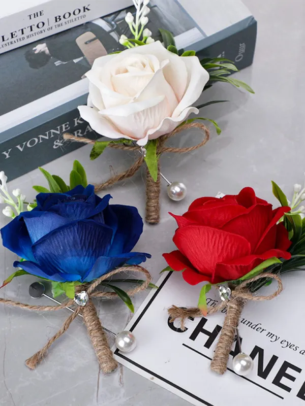 New Rose Corsage Wedding Men Groomsmen Brooch Outdoor Party Decoration, CG6688 sold by ChicSew