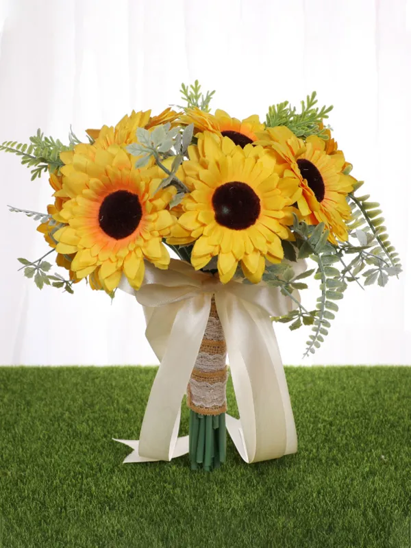 Wedding Flower For The Groom And Bride, Simulated Sunflower Wedding Bouquet, WF02 sold by ChicSew