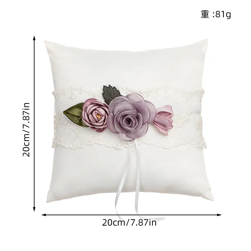 Purple Artificial Flower Lace Wedding Ring Pillow For Brides And Groom, JZH-5974 sold by ChicSew product image thumbnail 2