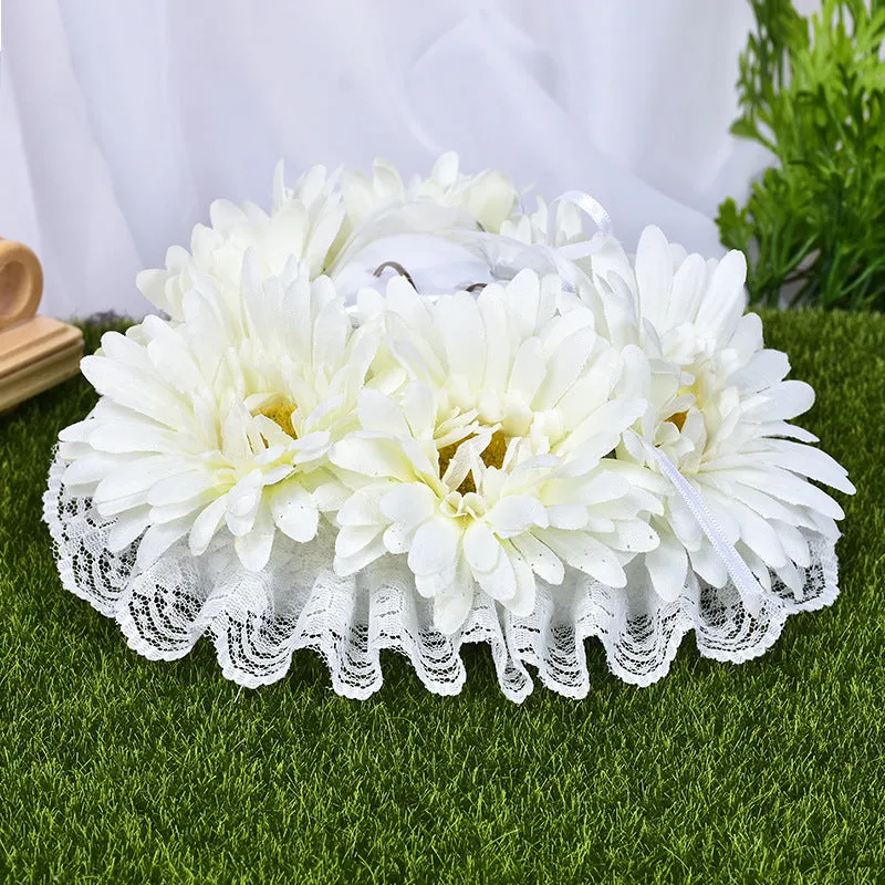 Sunflower Flower Accessory Wedding Ring Pillow For Bride and Groom, JZH-5877 sold by ChicSew product image thumbnail 2