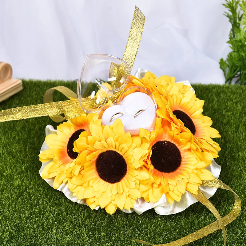 Sunflower Flower Accessory Wedding Ring Pillow For Bride and Groom, JZH-5877 sold by ChicSew product image thumbnail 5