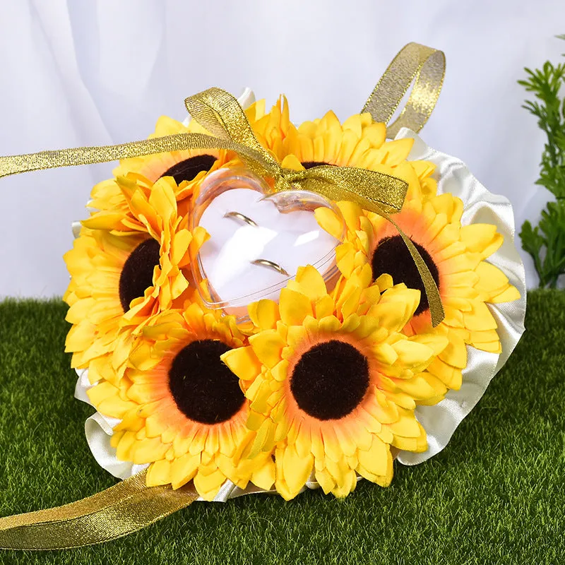Sunflower Flower Accessory Wedding Ring Pillow For Bride and Groom, JZH-5877 sold by ChicSew product image thumbnail 4