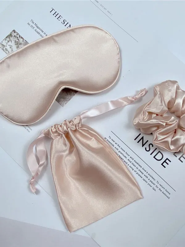 Bride and Bridesmaid Eye Mask for Sleeping with Satin Hair Scrunchies Adjustable Blindfold and Hair Ties for Women Wedding Proposal Present Bachelorette Party Favors sold by ChicSew