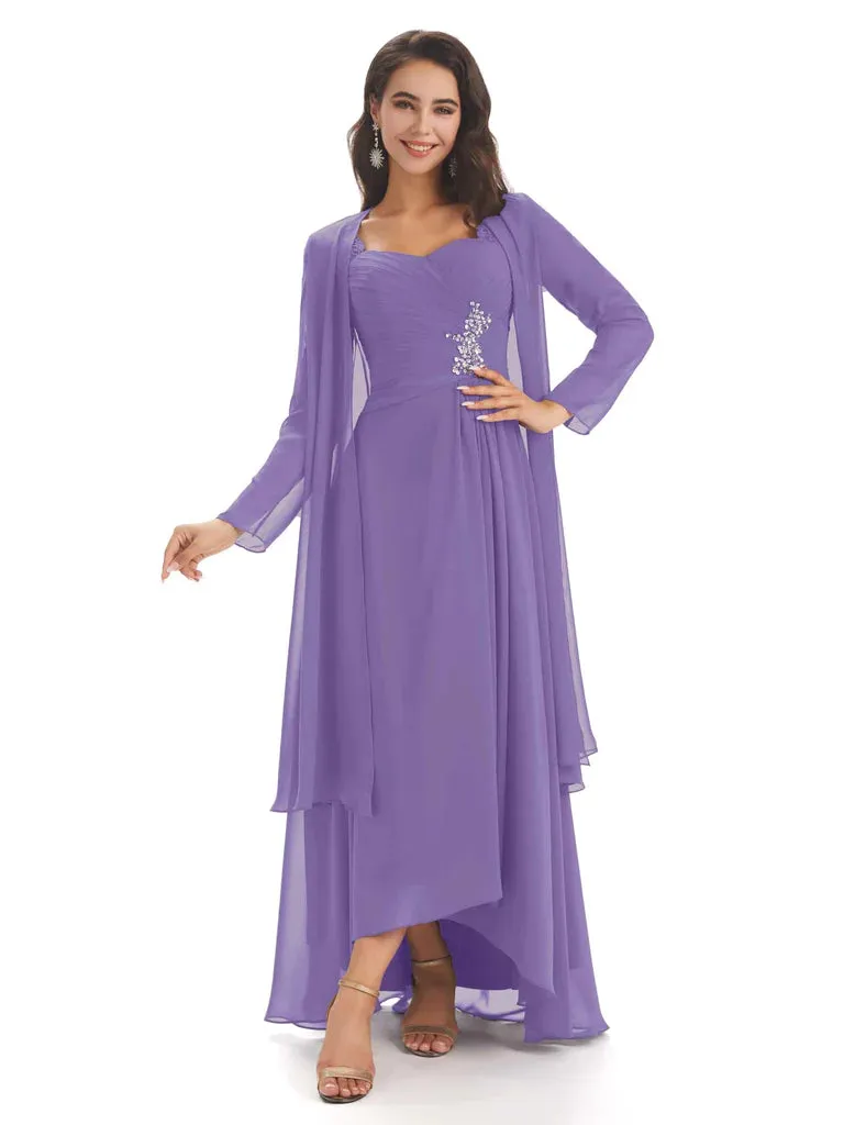 Elegant A-line Chiffon Long Sleeves High-Low Mother of The Bride Dresses In Stock sold by ChicSew product image thumbnail 3