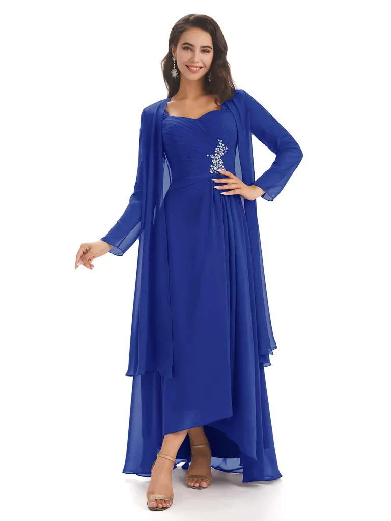Elegant A-line Chiffon Long Sleeves High-Low Mother of The Bride Dresses In Stock sold by ChicSew product image thumbnail 2