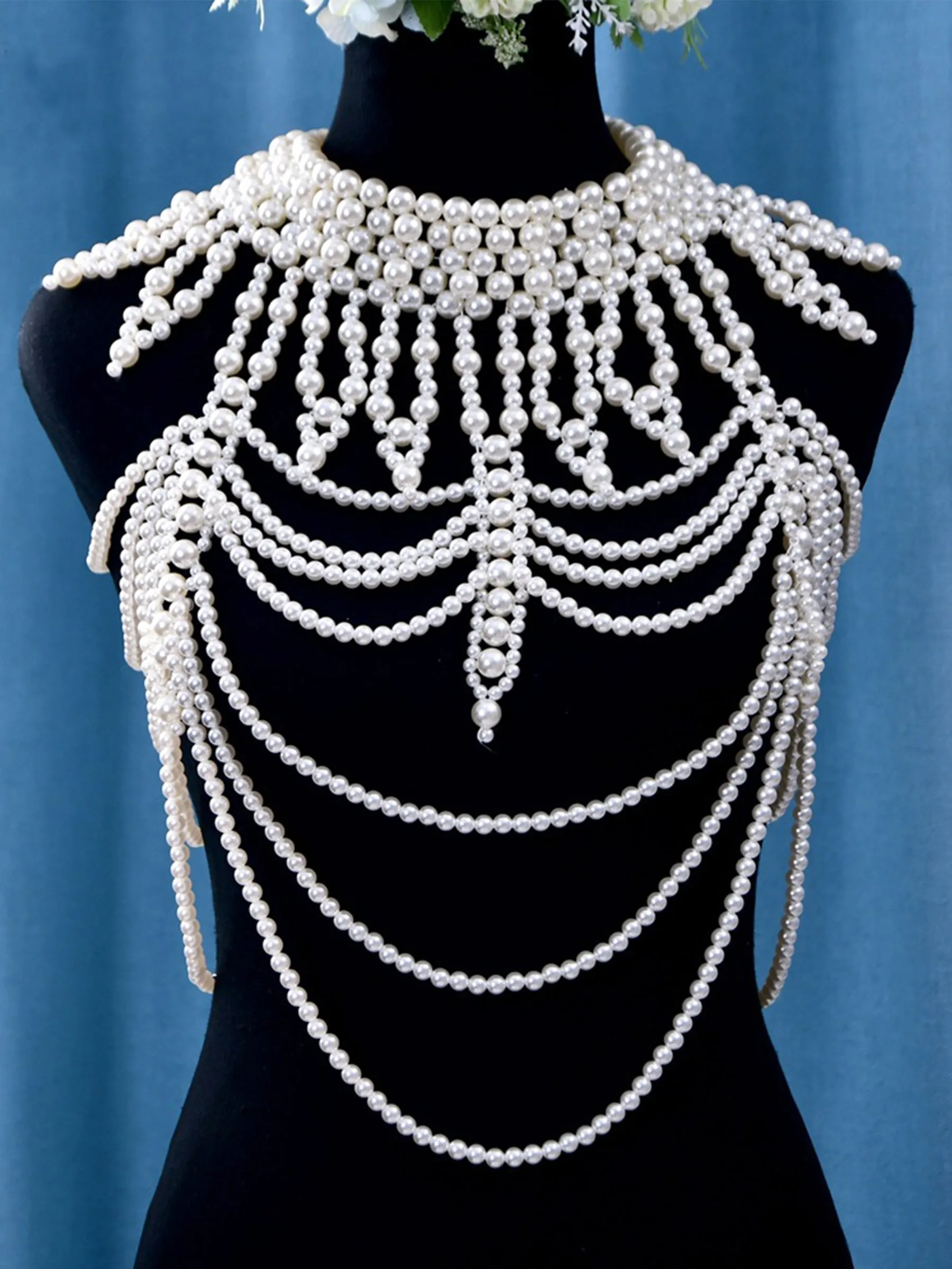 Beautiful Handmade Pearl Shawl Shoulder Chain, VG39 sold by ChicSew product image thumbnail 2