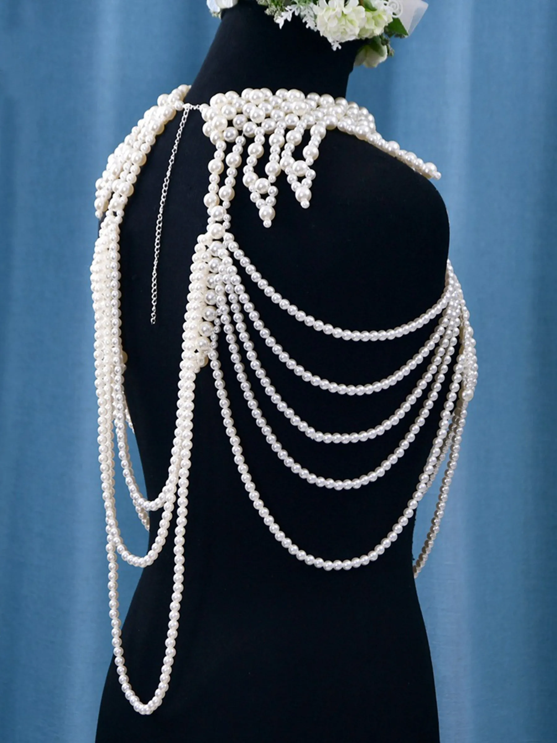 Beautiful Handmade Pearl Shawl Shoulder Chain, VG39 sold by ChicSew product image thumbnail 4