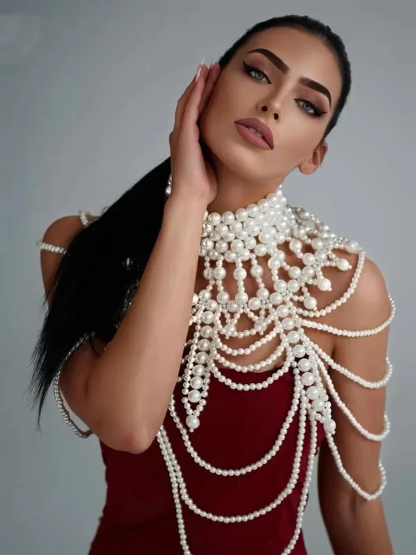 Beautiful Handmade Pearl Shawl Shoulder Chain, VG39 sold by ChicSew