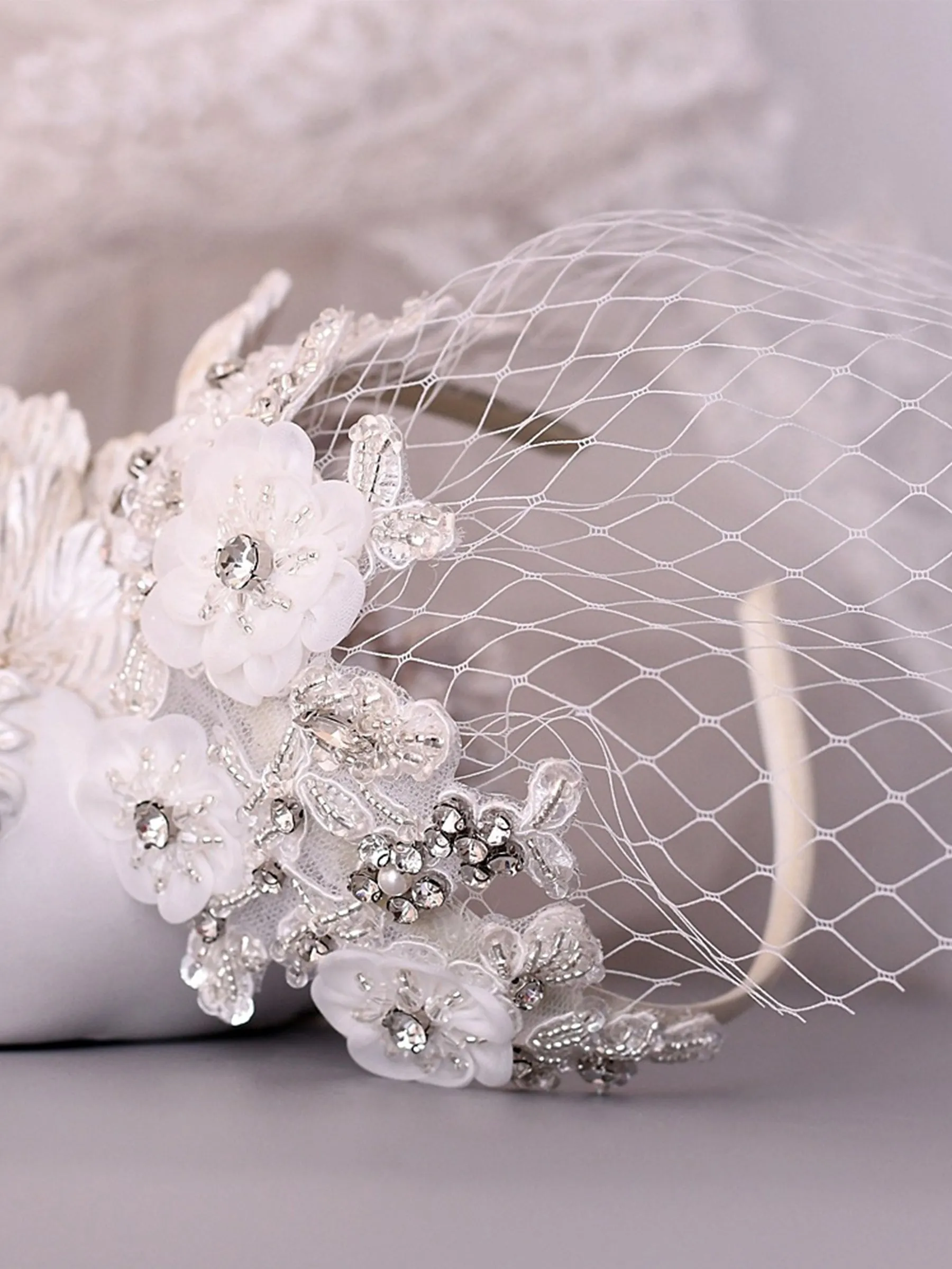 Elegant Simple Floral Vintage Pearls Bridal Veil, S358 sold by ChicSew