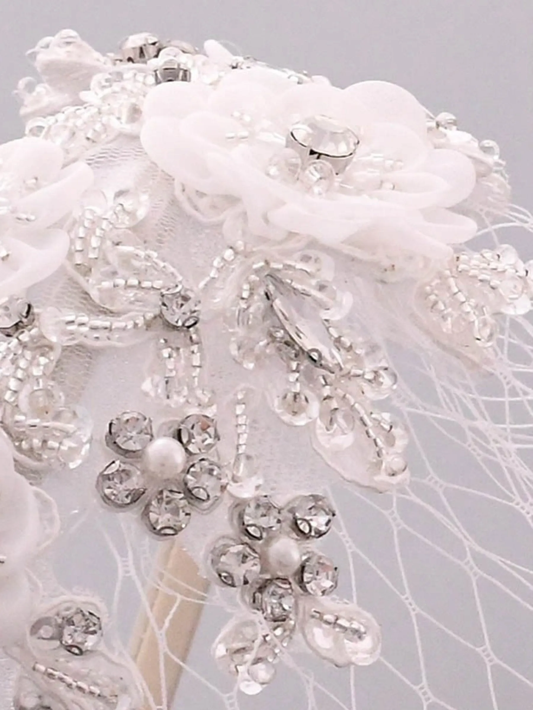 Elegant Simple Floral Vintage Pearls Bridal Veil, S358 sold by ChicSew product image thumbnail 4