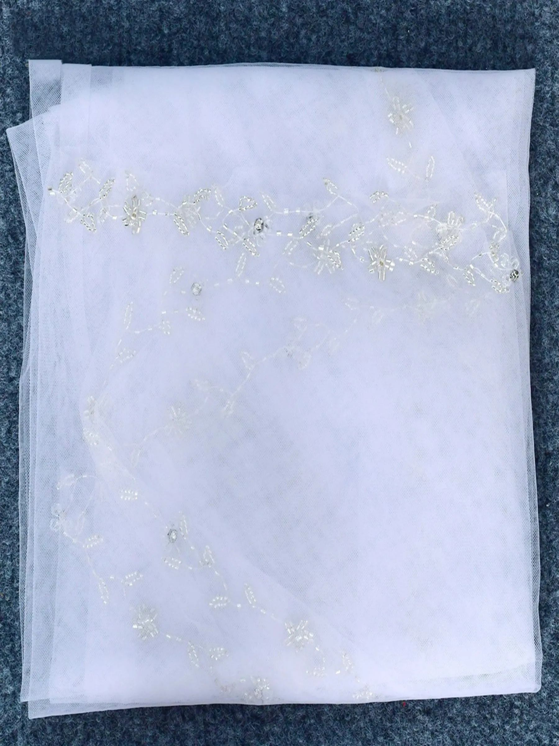 Elegant Simple Handmade Floral Pearls Long Bridal Veil, V127 sold by ChicSew product image thumbnail 4