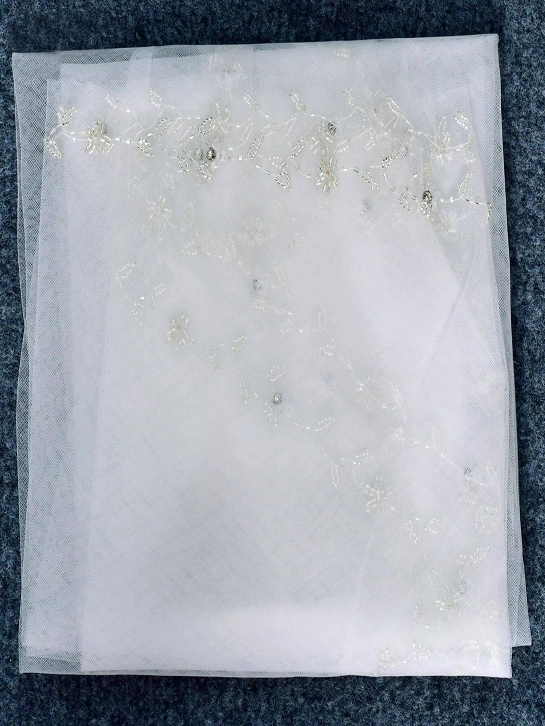 Elegant Simple Handmade Floral Pearls Long Bridal Veil, V127 sold by ChicSew product image thumbnail 5