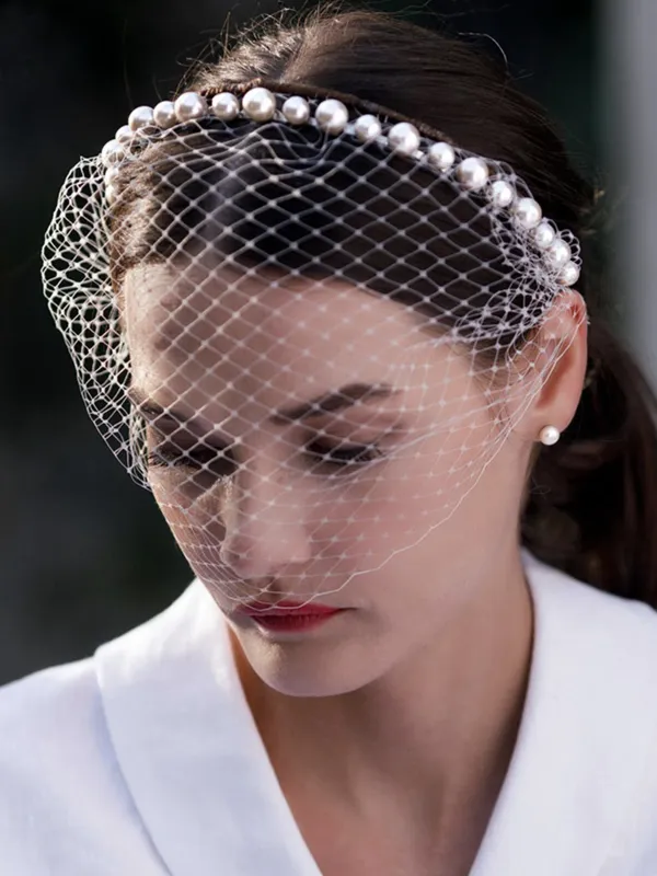 Elegant Simple Pearl Hair Band Bridal Veil, VA11 sold by ChicSew