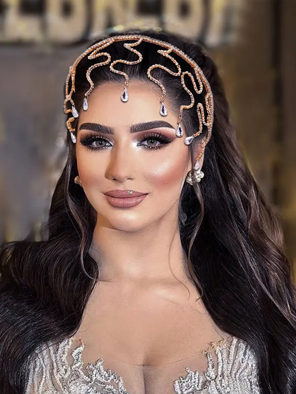 Sparkly Bridal Headwear Rhinestone Head Chain Headband Accessories Handmade Forehead Hair Chain, HP467 sold by ChicSew