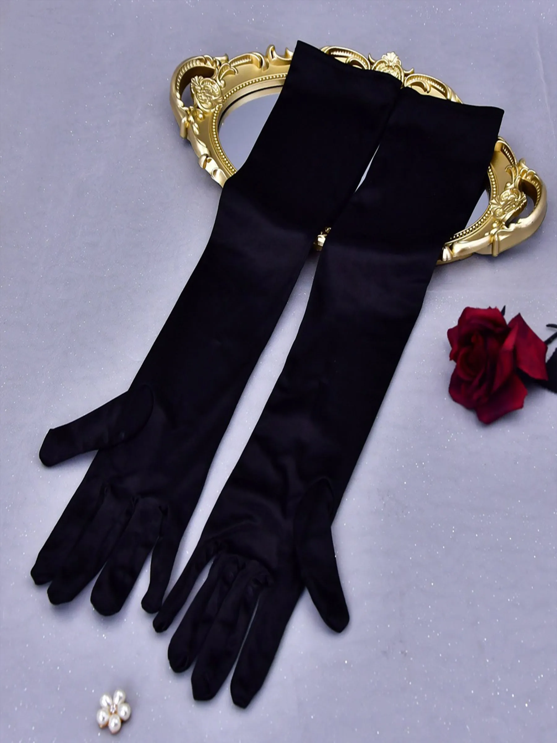 Elegant Elbow Satin Simple Satin Long Bridal Gloves, VM22 sold by ChicSew product image thumbnail 3