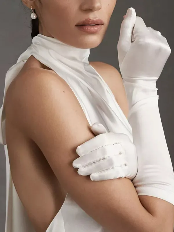 Elegant Elbow Satin Simple Satin Long Bridal Gloves, VM22 sold by ChicSew