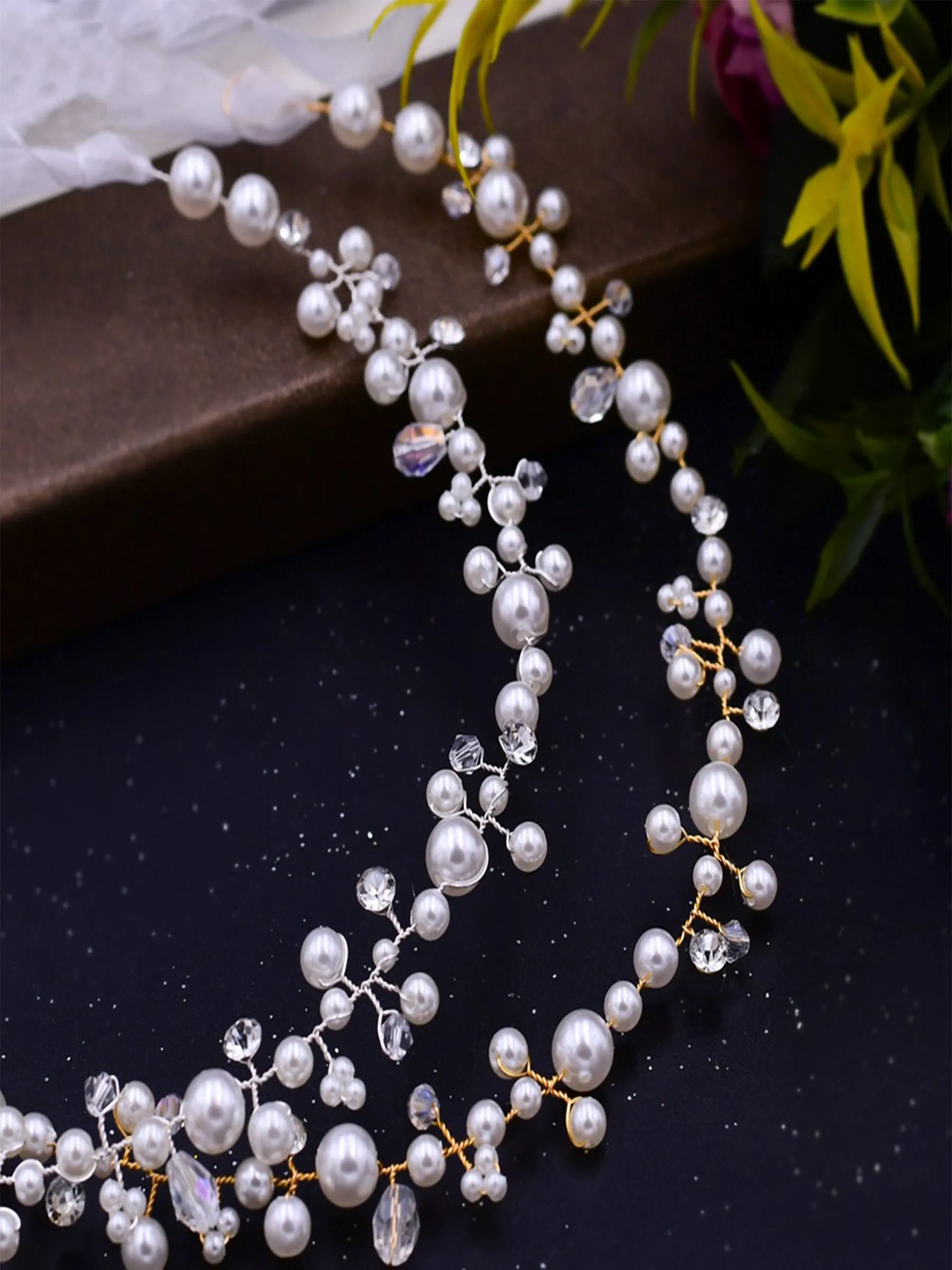 Sparkly Luxury Rhinestone Pearl Headband for Women, HP03 sold by ChicSew product image thumbnail 2
