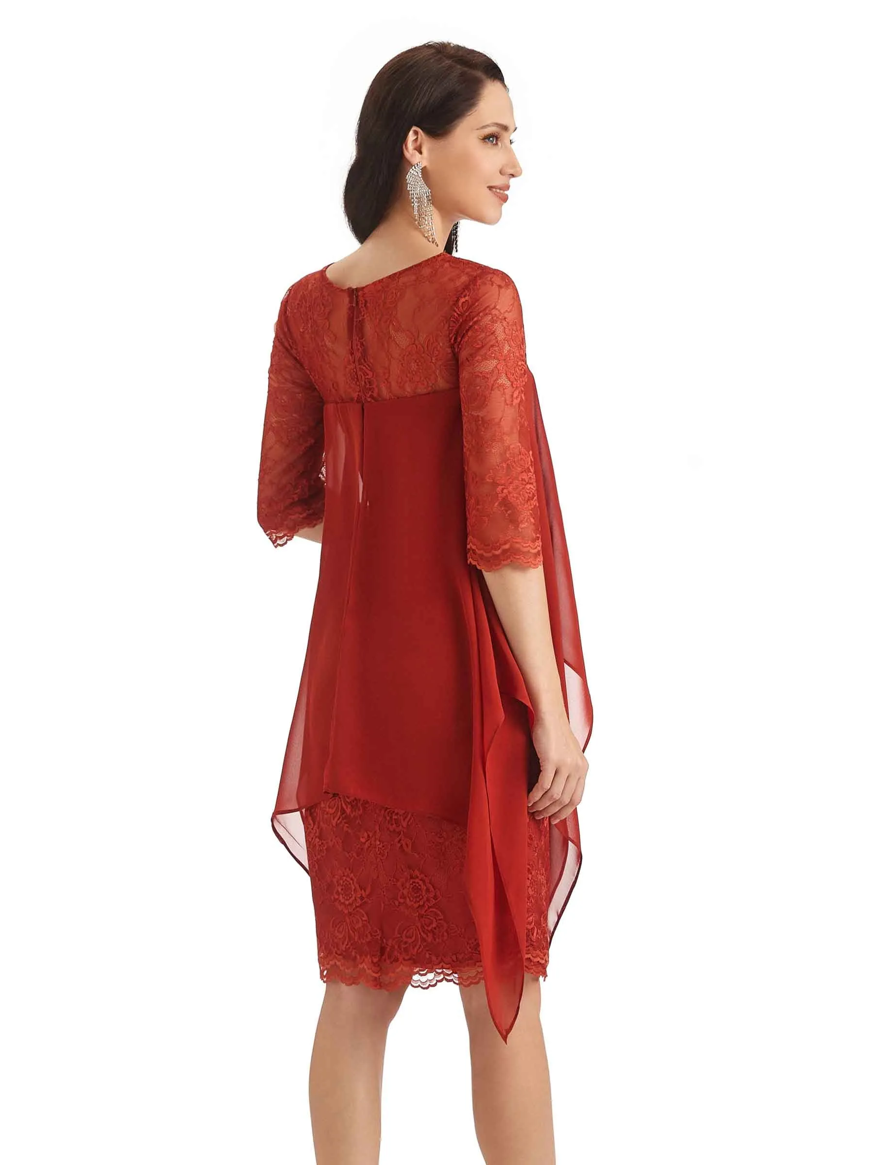 Elegant A-line Chiffon Half Sleeves Knee-Length Short Mother of The Bride Dresses sold by ChicSew product image thumbnail 5