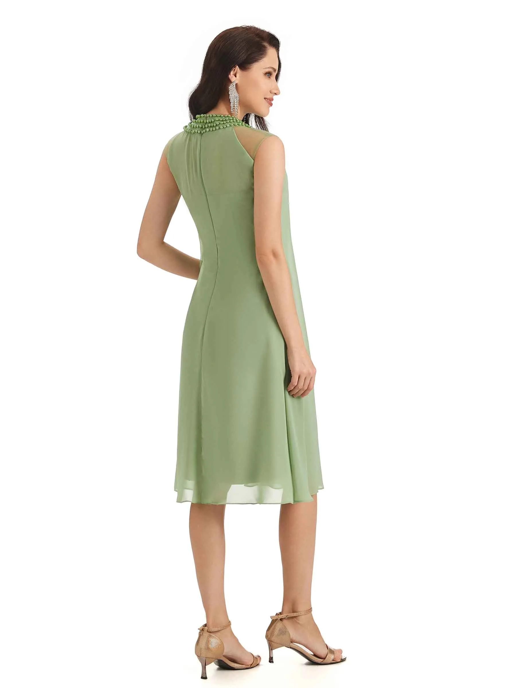 Elegant Chiffon Halter Knee Length Short Mother Of The Bride Dresses sold by ChicSew product image thumbnail 5