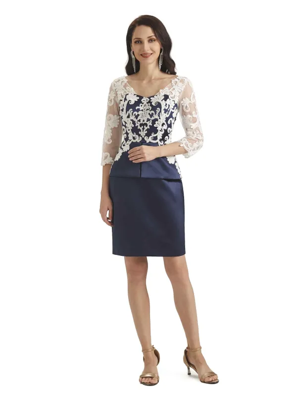 Elegant Long Sleeves Lace Short Petite Mother of The Bride Dresses sold by ChicSew