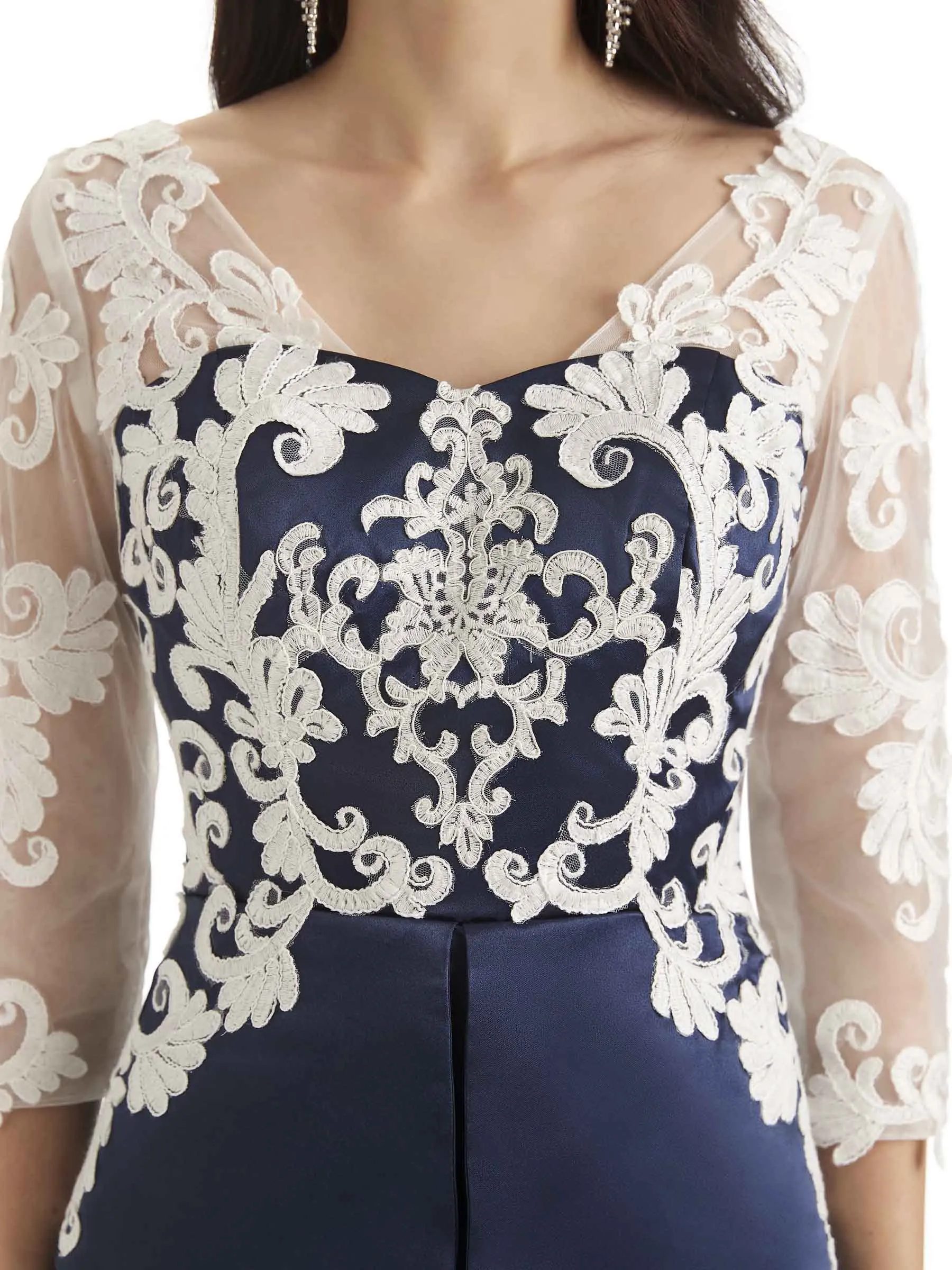 Elegant Long Sleeves Lace Short Petite Mother of The Bride Dresses sold by ChicSew product image thumbnail 2