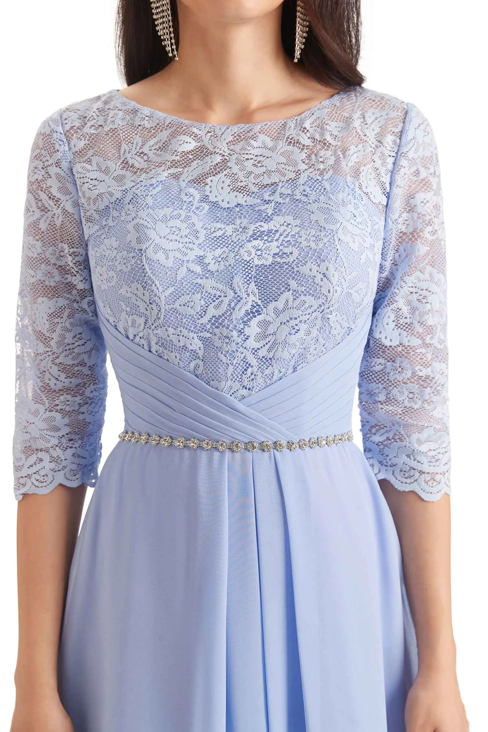 Elegant A-line Chiffon Jewel Half Sleeve Long Mother Of The Bride Dresses With Jacket sold by ChicSew product image thumbnail 2