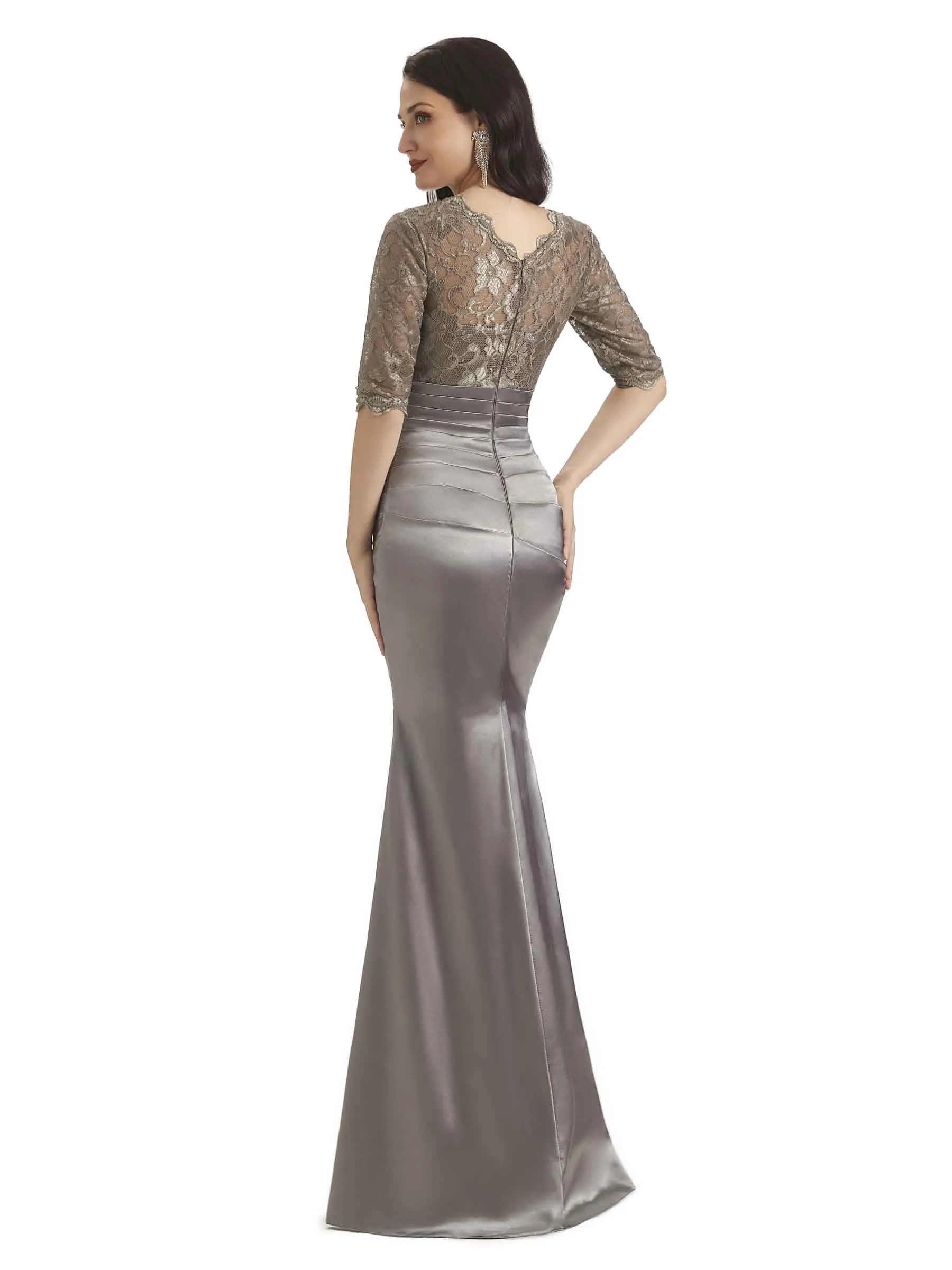 Elegant Lace Jewel Long Sleeves Mermaid Long Mother of The Bride Dresses sold by ChicSew product image thumbnail 5