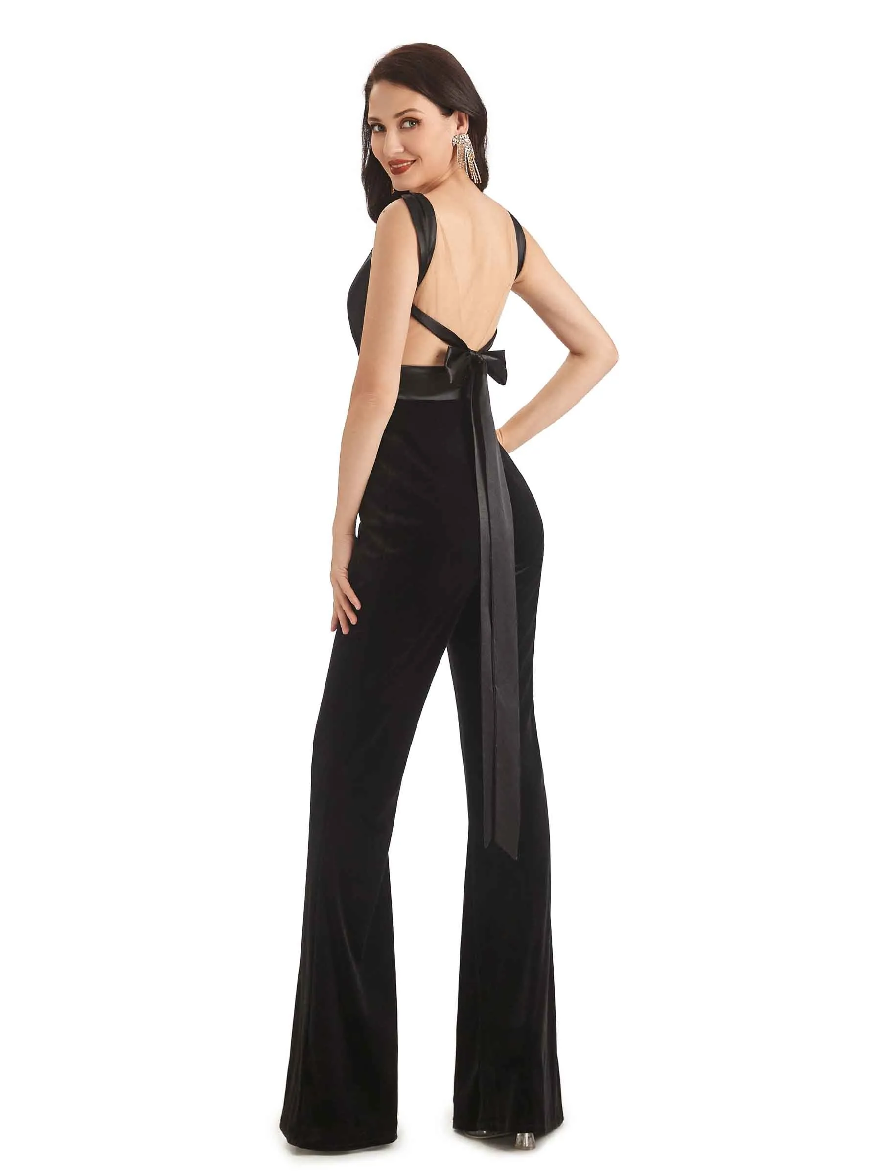 Sexy V-neck Sleeveless Open Back Jumpsuit Mother of The Bride Dresses sold by ChicSew product image thumbnail 3