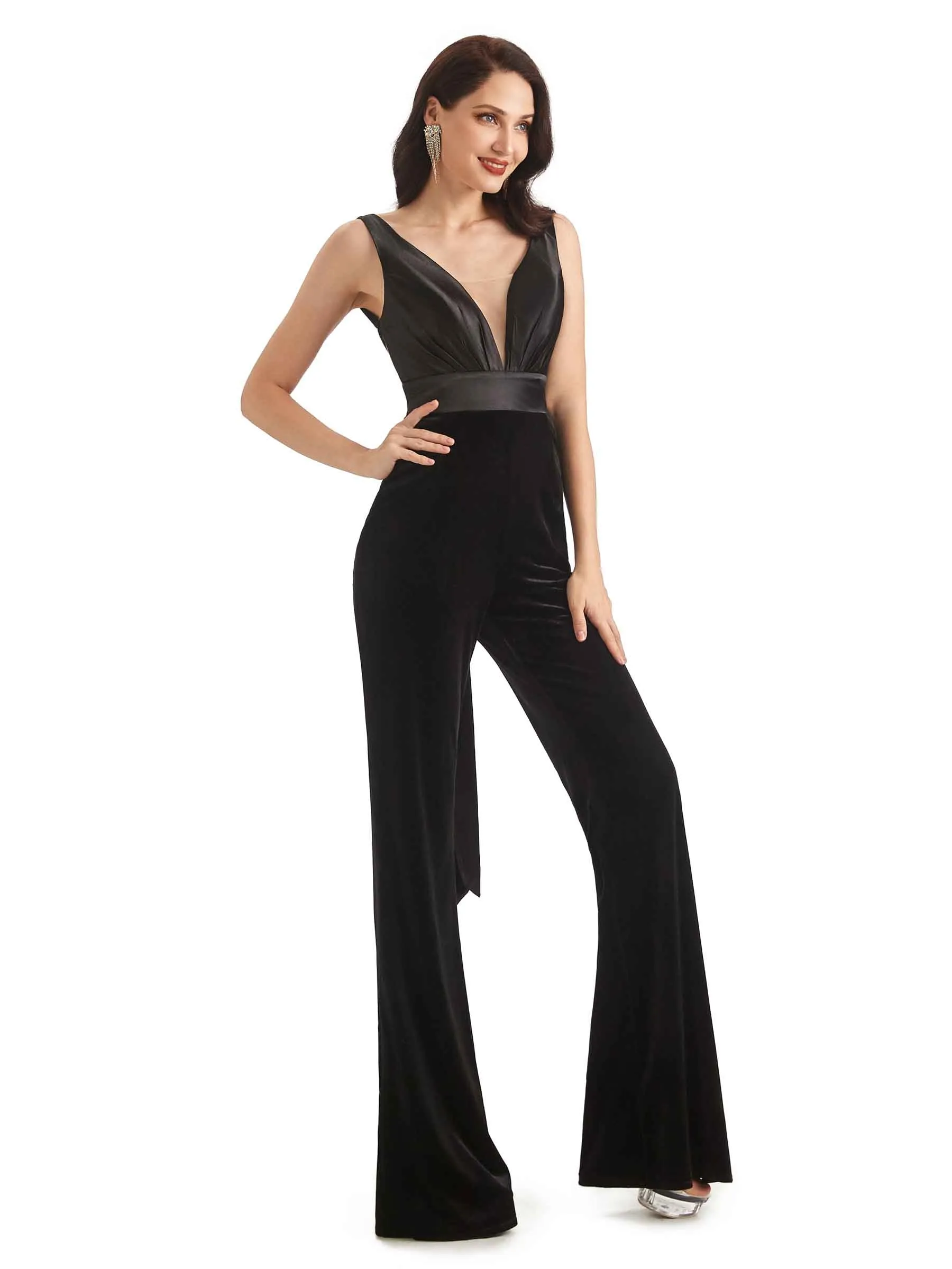 Sexy V-neck Sleeveless Open Back Jumpsuit Mother of The Bride Dresses sold by ChicSew product image thumbnail 5