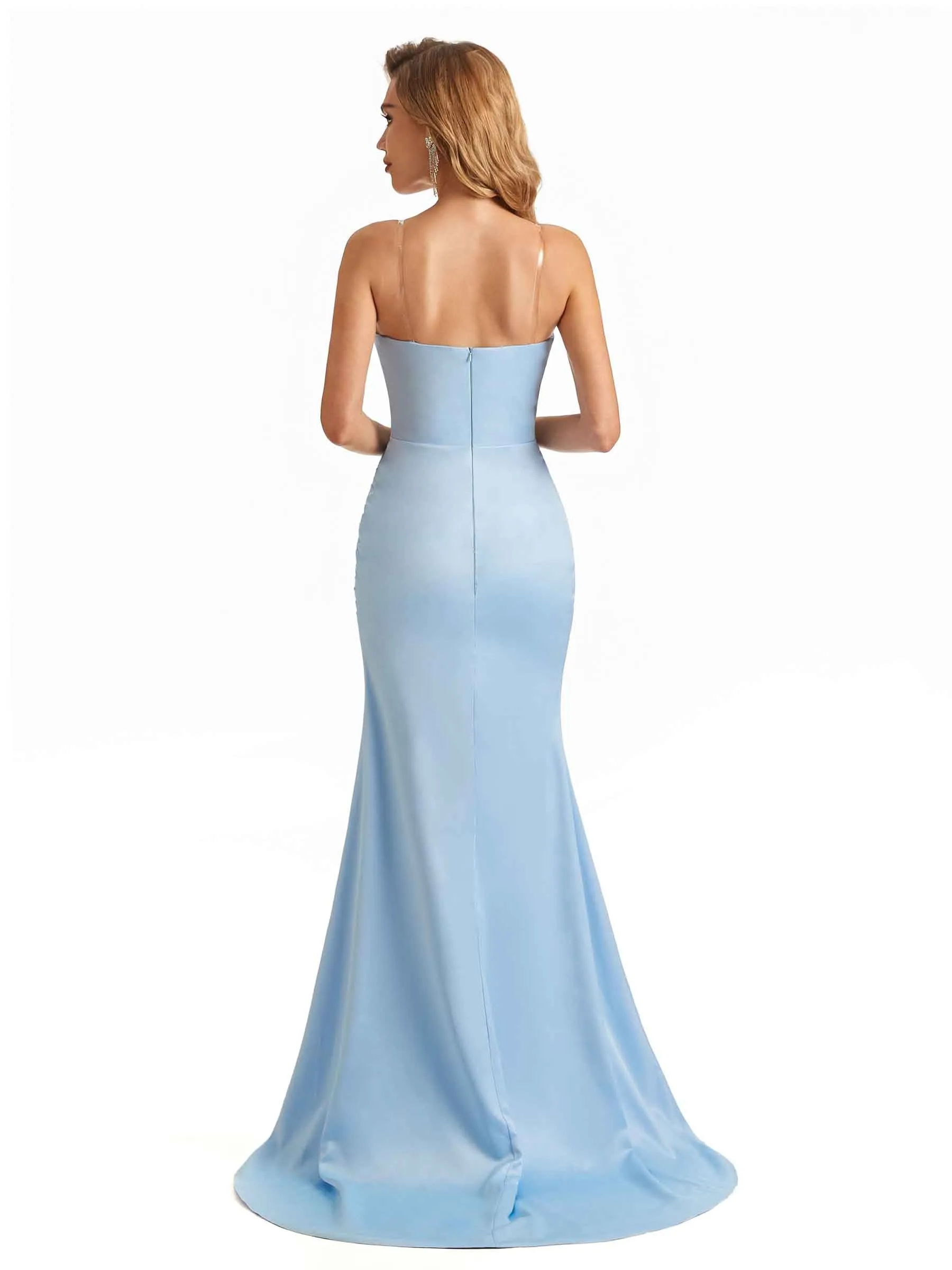 Sexy Side Slit Satin Unique Sweetheart Maxi Long Mermaid Bridesmaid Dresses sold by ChicSew product image thumbnail 3