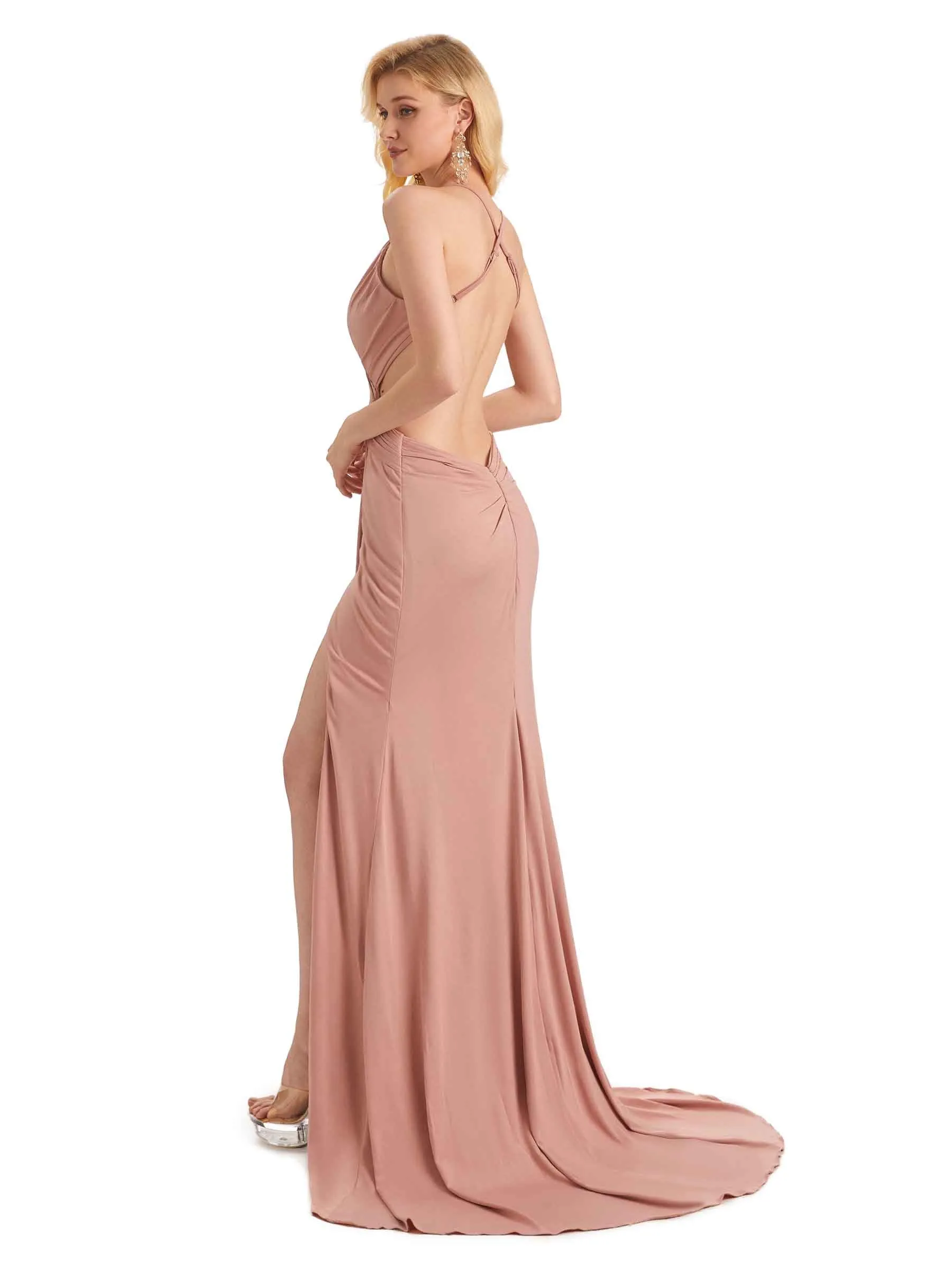 Sexy Mermaid Side Slit Stretchy Jersey Long Formal Prom Dresses Online sold by ChicSew product image thumbnail 3
