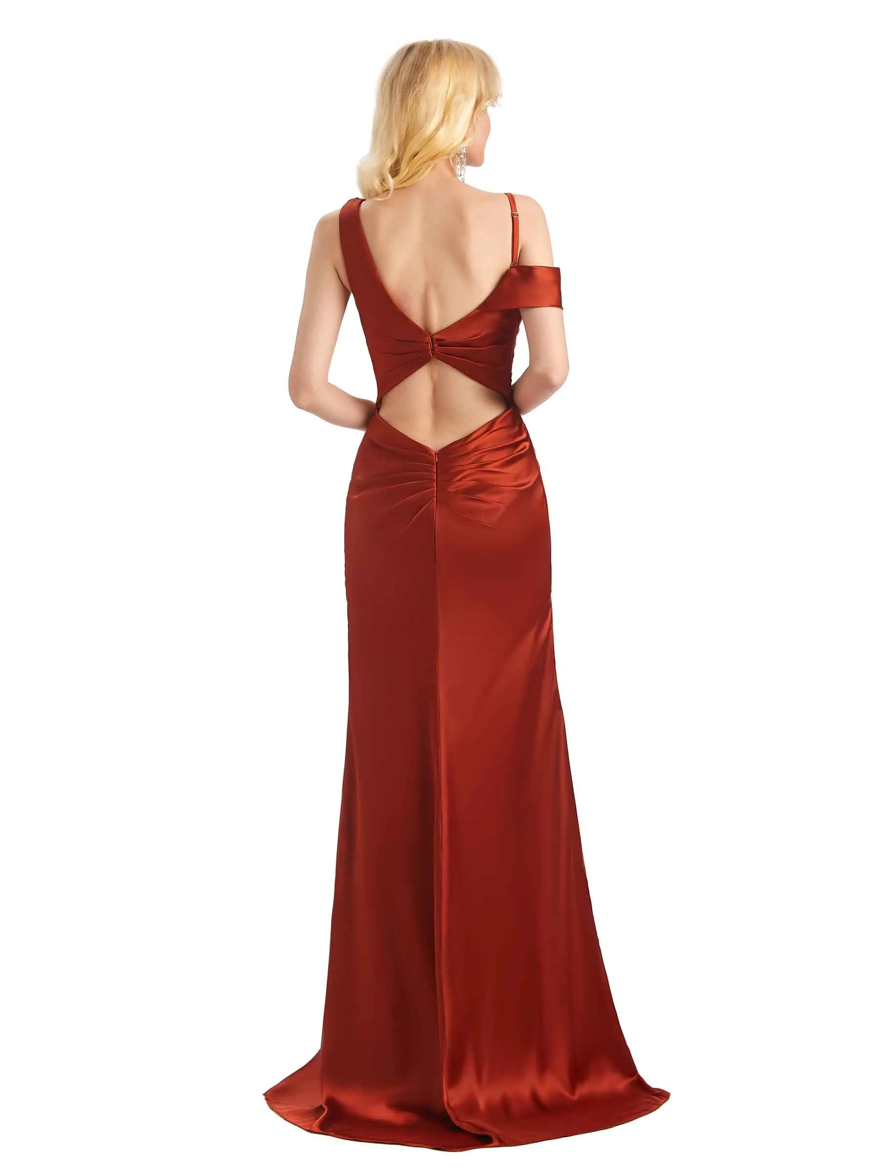 Sexy Side Slit Off The Shoulder Mermaid Long Soft Satin Graduation Prom Dresses sold by ChicSew product image thumbnail 3