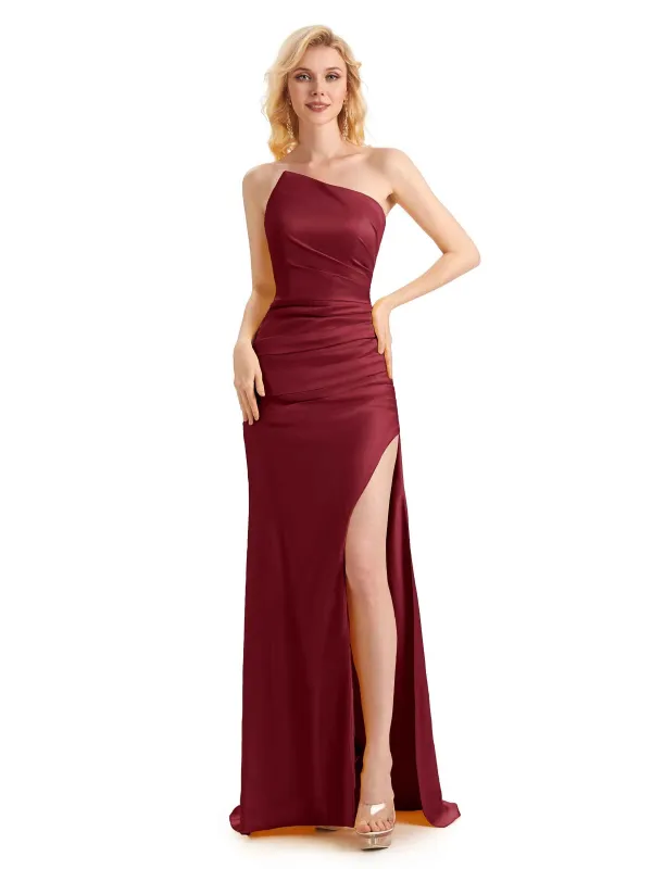 Unique Soft Satin Side Slit Off Shoulder Long Mermaid Party Prom Dresses sold by ChicSew