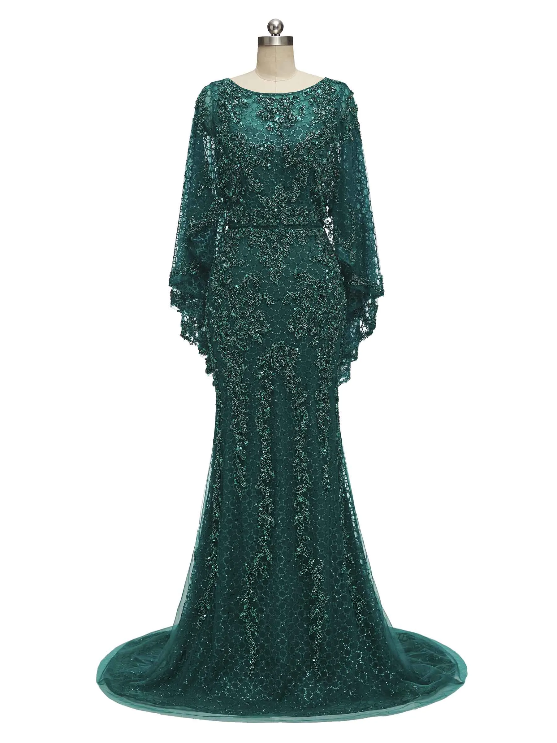 Gorgeous Green Mermaid Scoop Long Sleeves Long Evening Prom Dresses Online sold by ChicSew