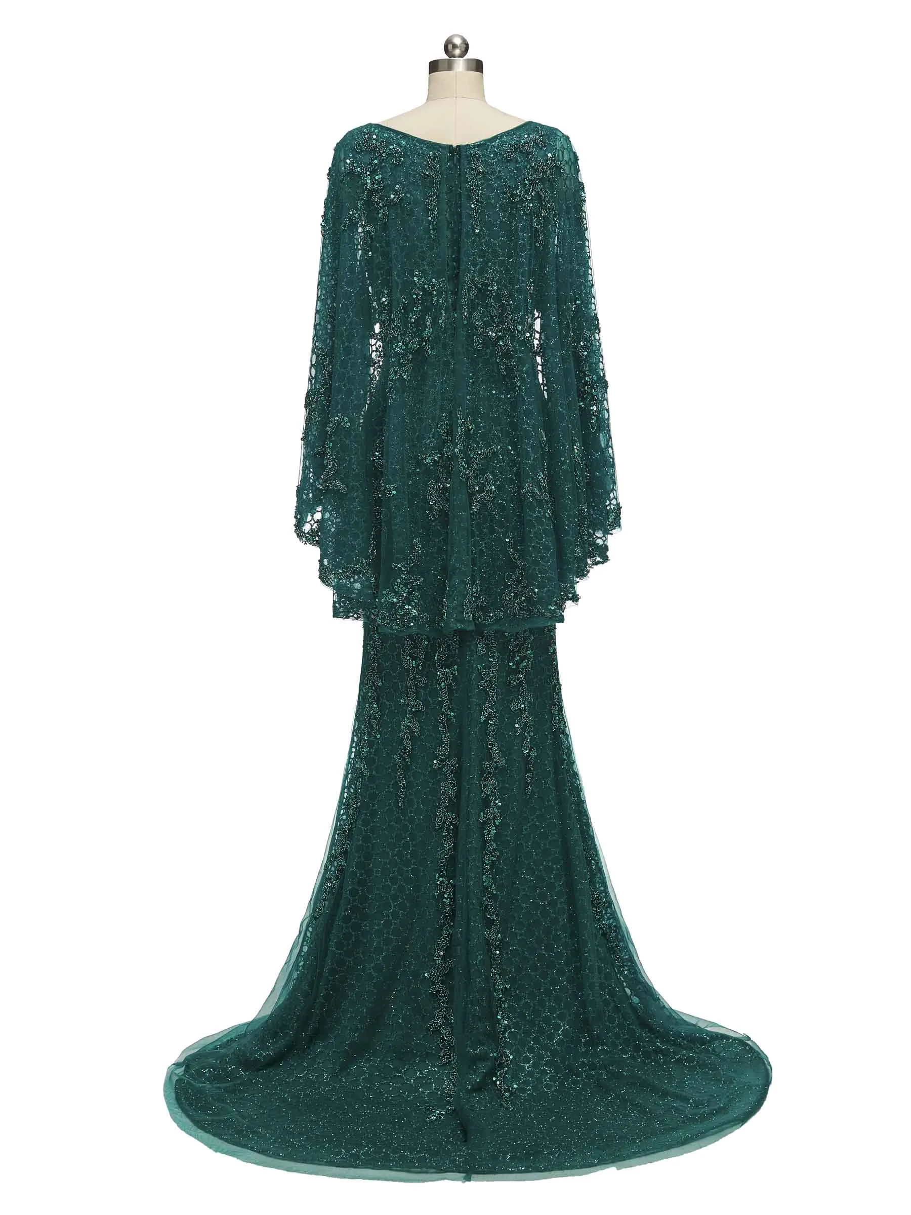 Gorgeous Green Mermaid Scoop Long Sleeves Long Evening Prom Dresses Online sold by ChicSew product image thumbnail 3