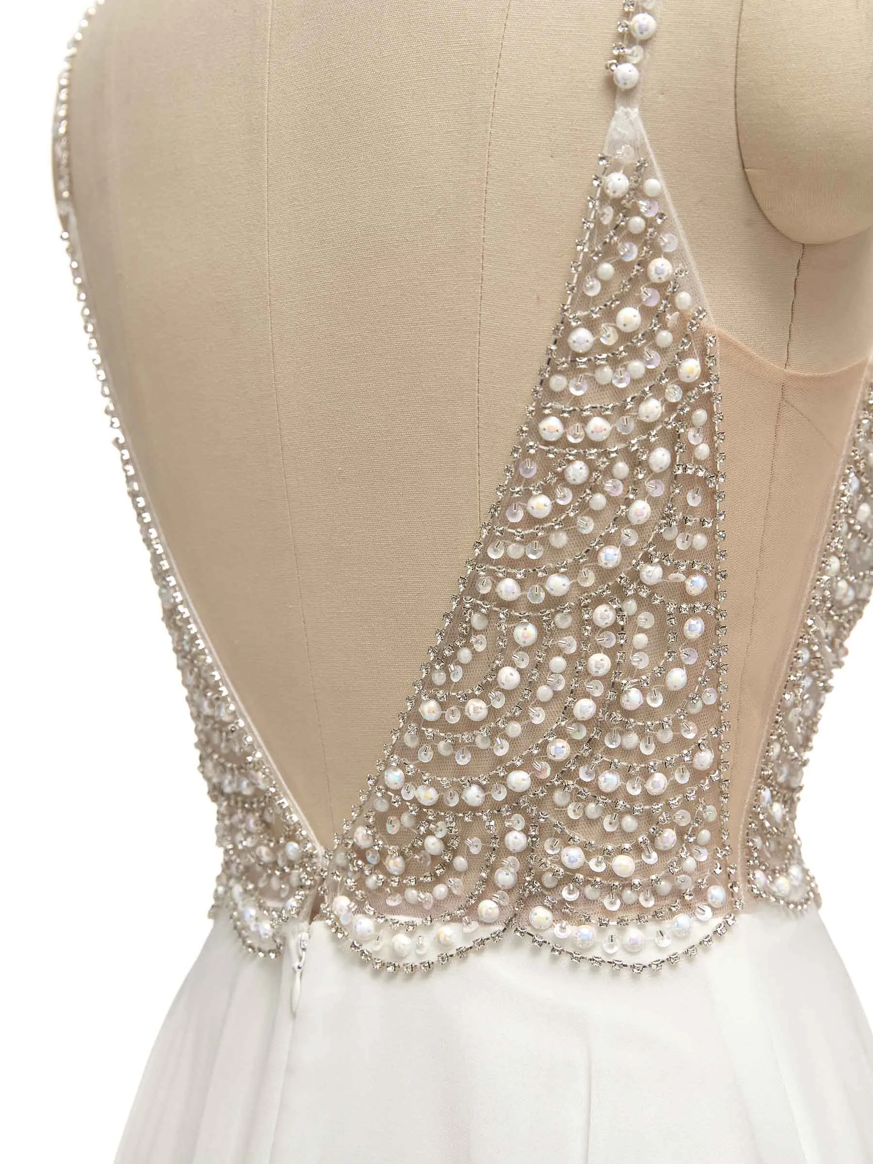 Eleagnt A-line Spaghetti Straps Sparkly Beaded Beach Wedding Dresses Online sold by ChicSew product image thumbnail 4