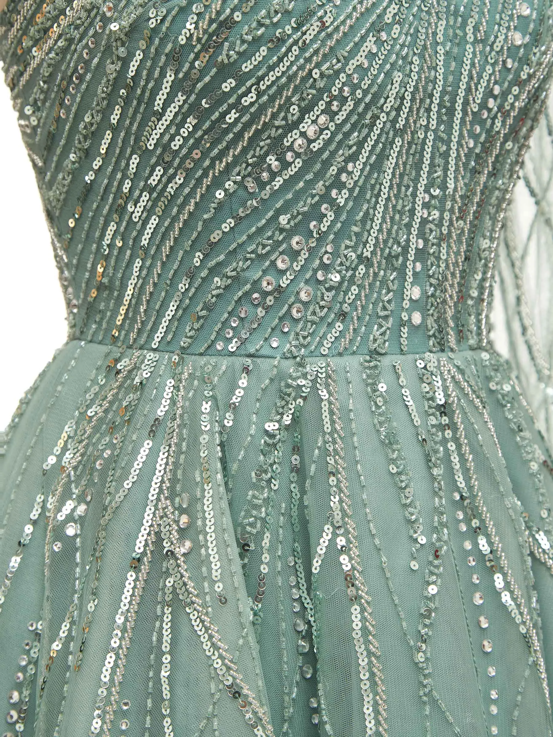 Luxury Green One Shoulder Long Sleeves Evening Party Prom Dresses sold by ChicSew product image thumbnail 3