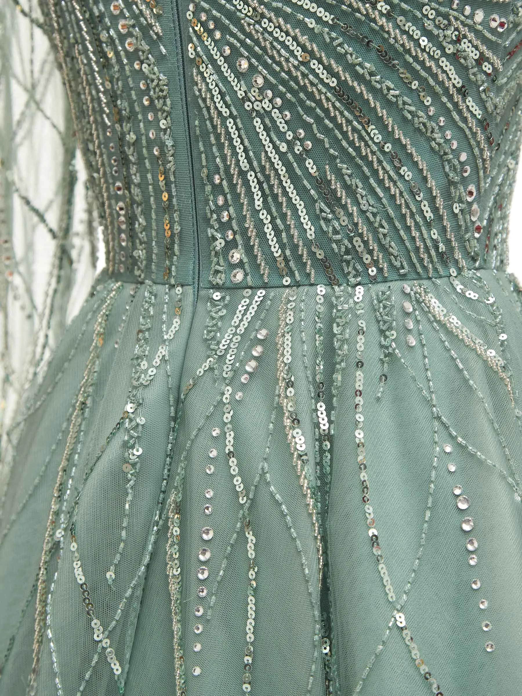 Luxury Green One Shoulder Long Sleeves Evening Party Prom Dresses sold by ChicSew product image thumbnail 2