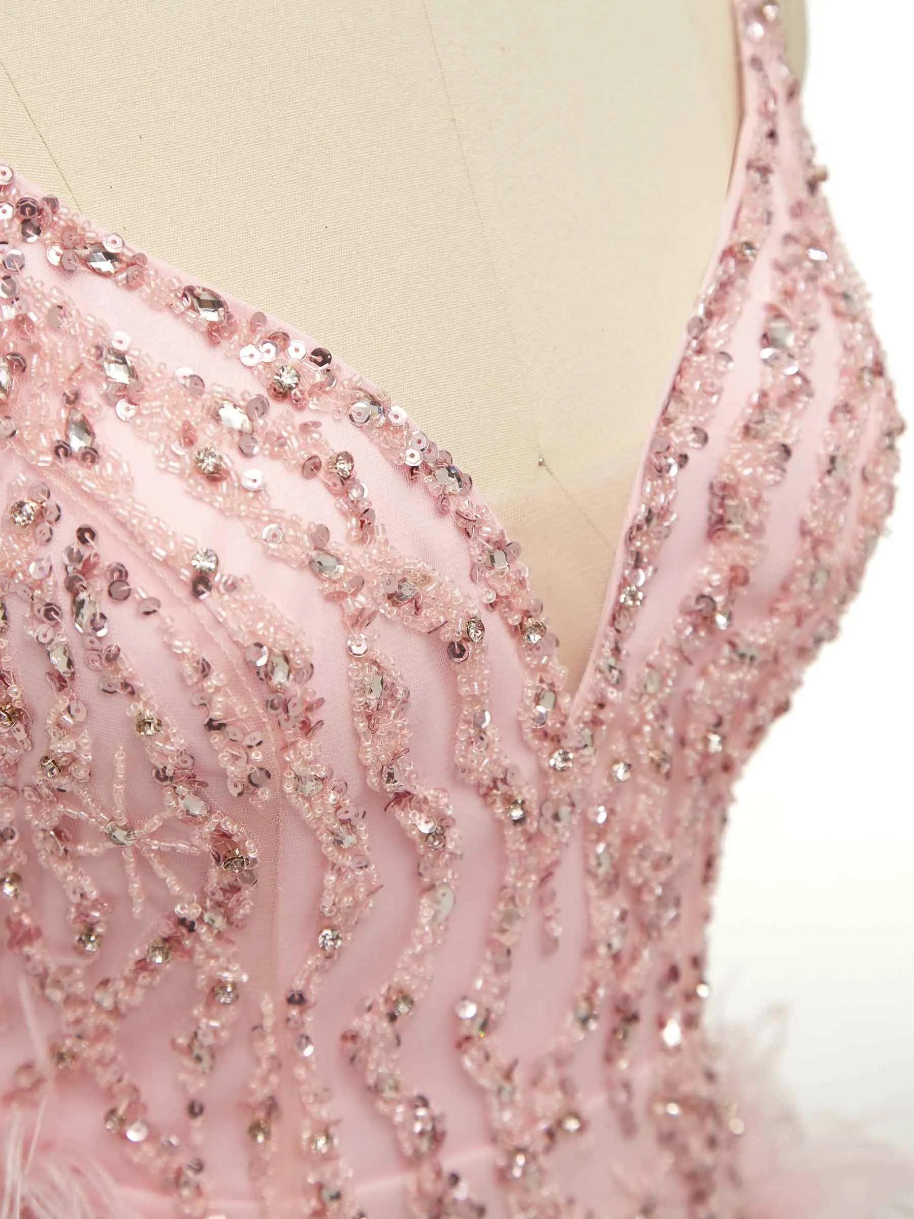 Cute Pink Spaghetti Straps Feather Short Cocktail Party Prom Dresses Online sold by ChicSew product image thumbnail 2