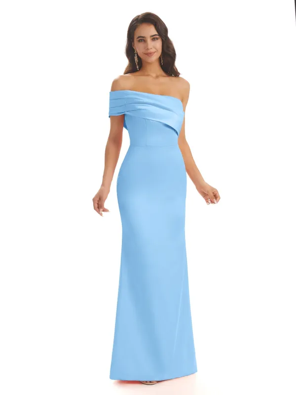 Sexy Side Slit One Shoulder Satin Maxi Mermaid Formal Prom Dresses Sale sold by ChicSew