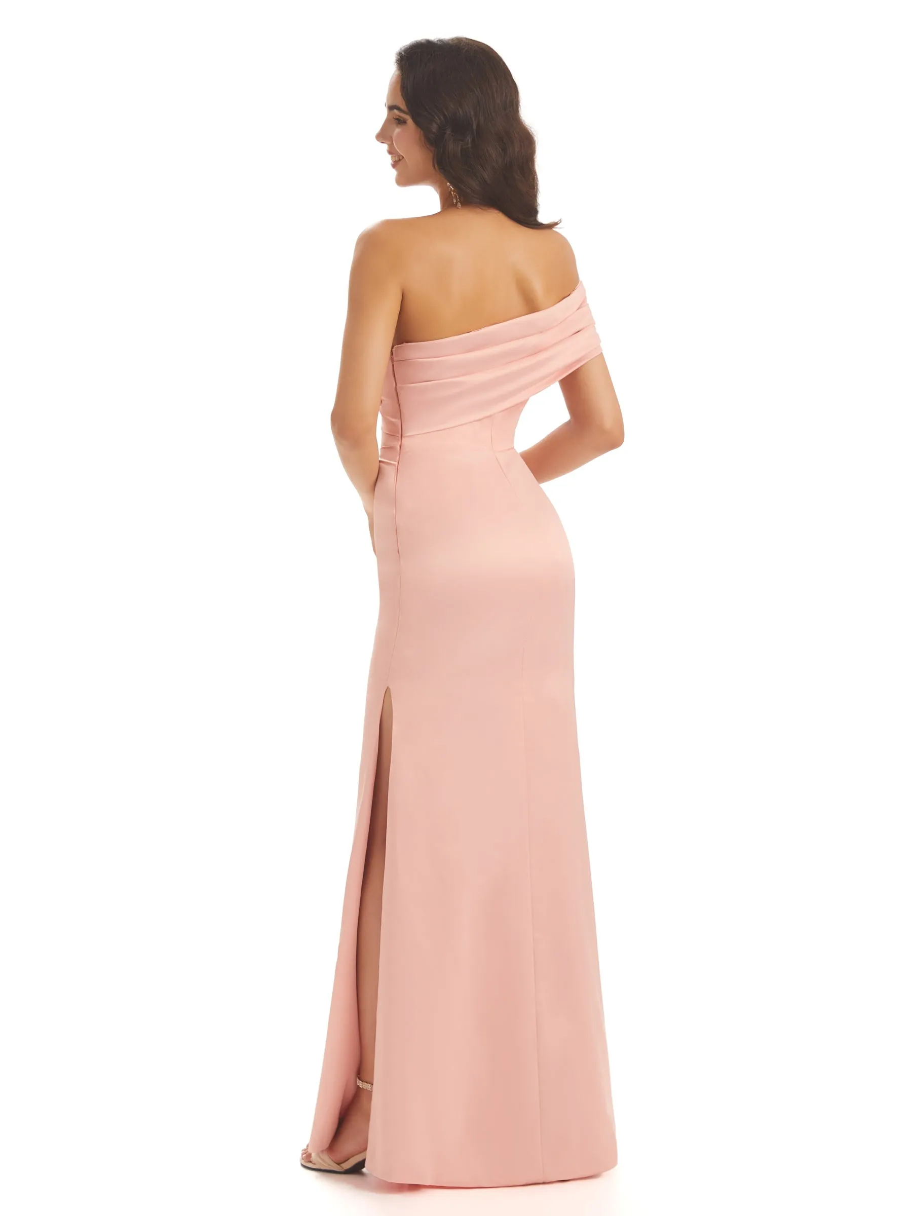 Sexy Side Slit One Shoulder Satin Maxi Mermaid Formal Prom Dresses Sale sold by ChicSew product image thumbnail 5