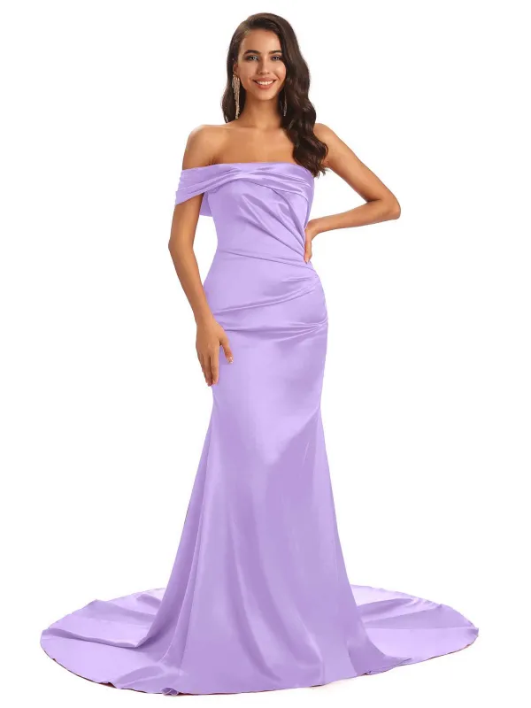 Sexy One Shoulder Mermaid Satin Maxi Formal Prom Dance Dresses Sale sold by ChicSew