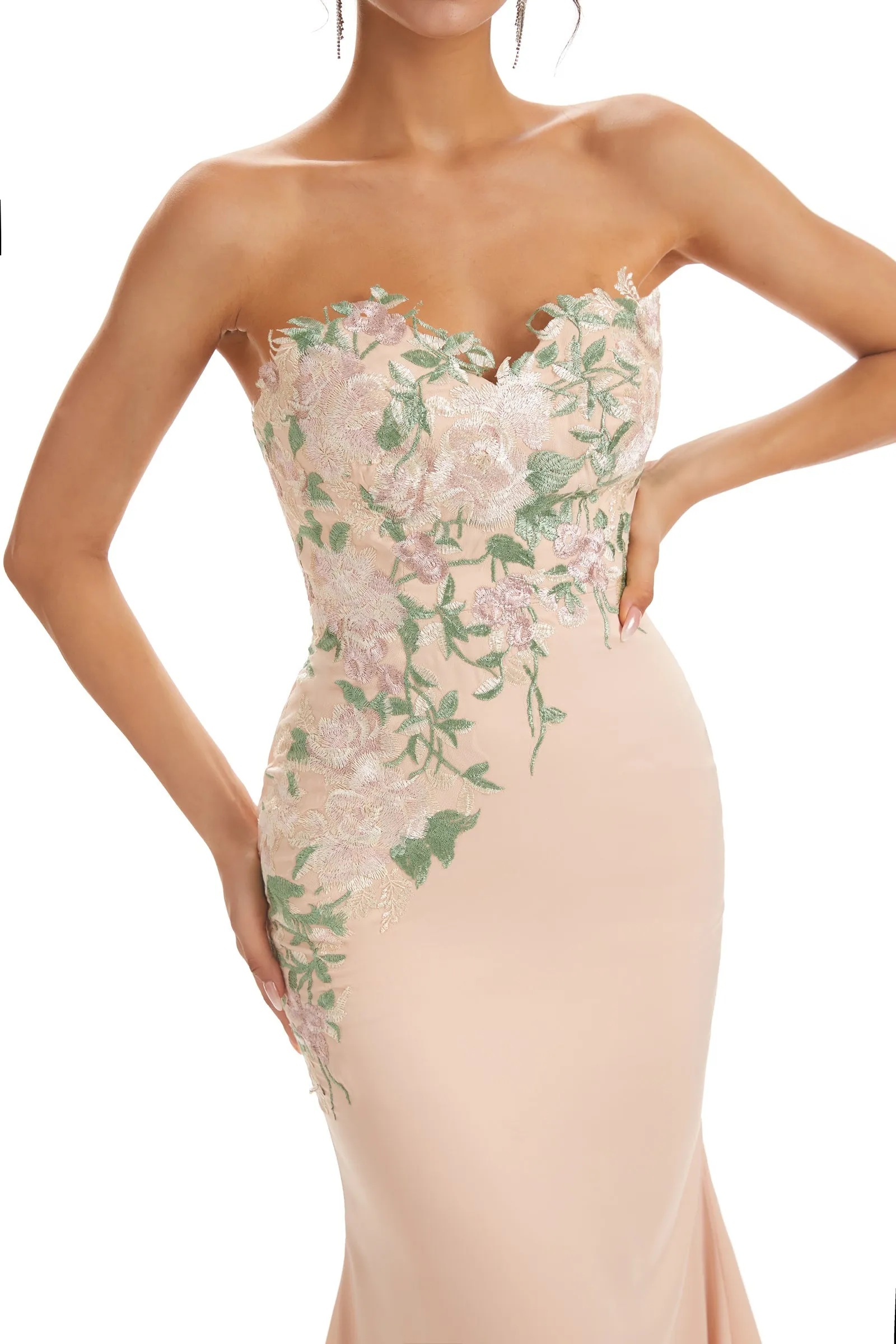 Modern Sweetheart Soft Satin Lace Mermaid Long Wedding Party Dresses sold by ChicSew product image thumbnail 2