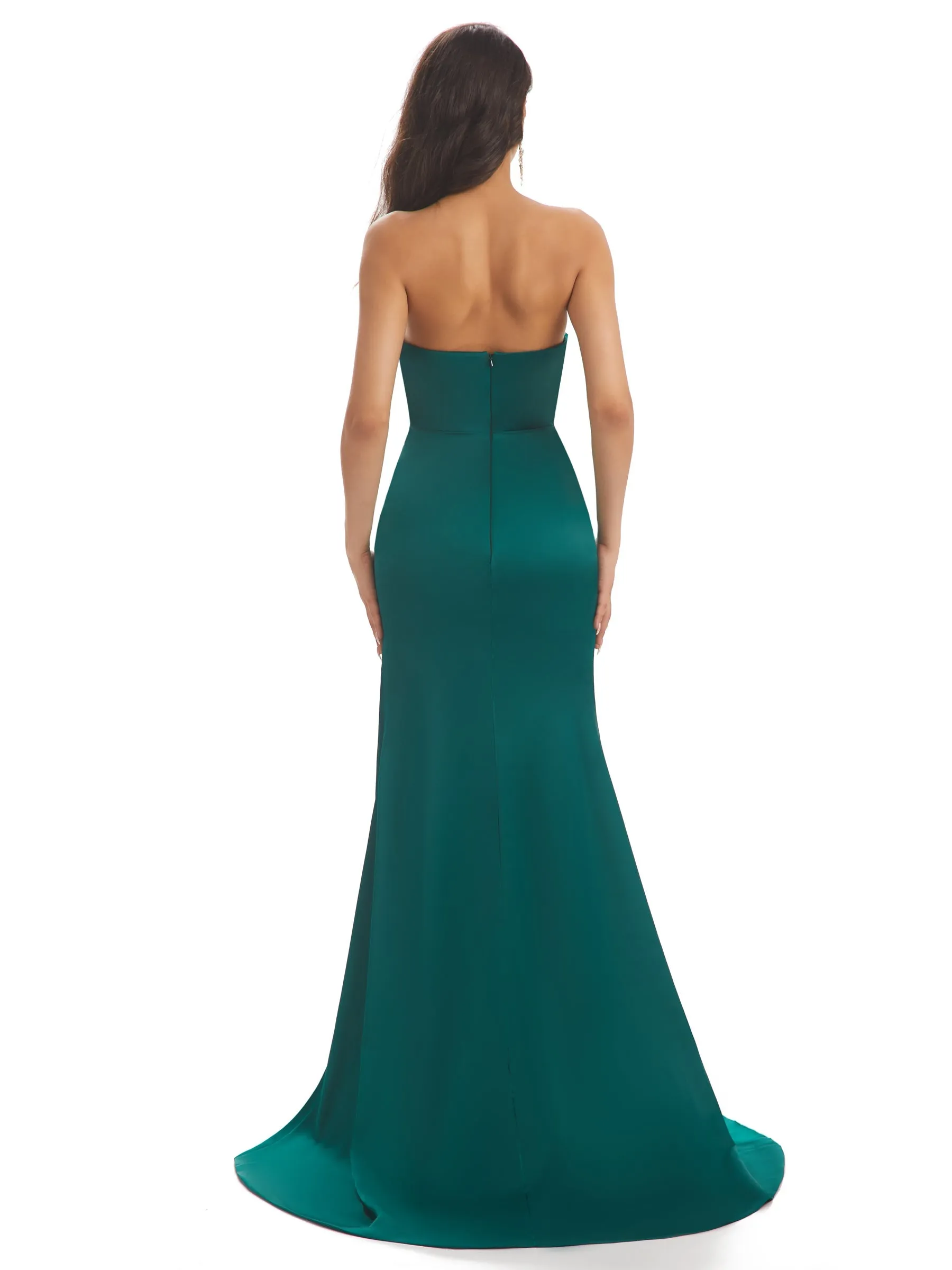 Elegant Sweetheart Mermaid Side Slit Soft Satin Long Evening Formal Dress For Women sold by ChicSew product image thumbnail 3