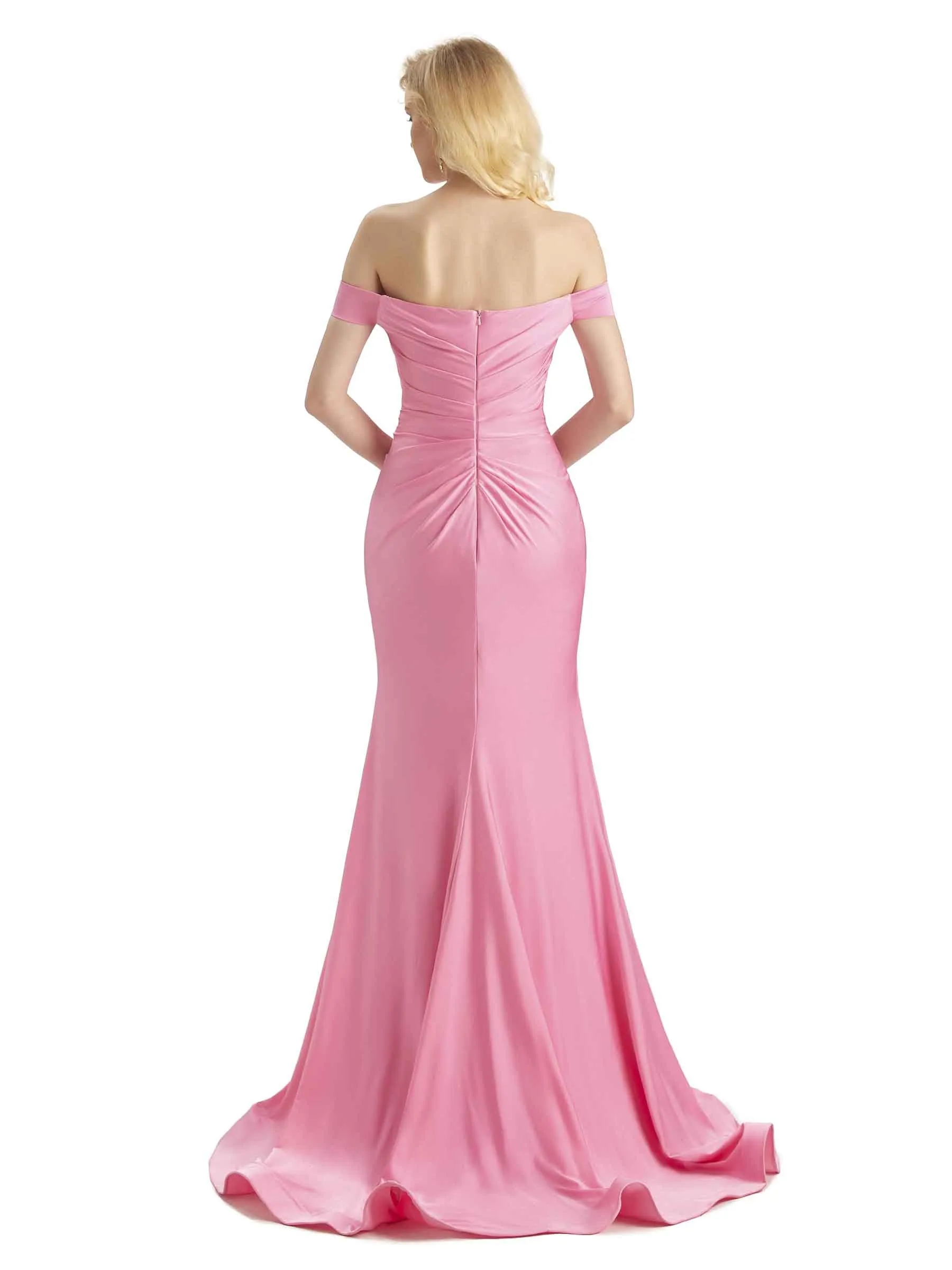 Sexy Mermaid Off The Shoulder Stretchy Jersey Long Formal Wedding Guest Dress sold by ChicSew product image thumbnail 3