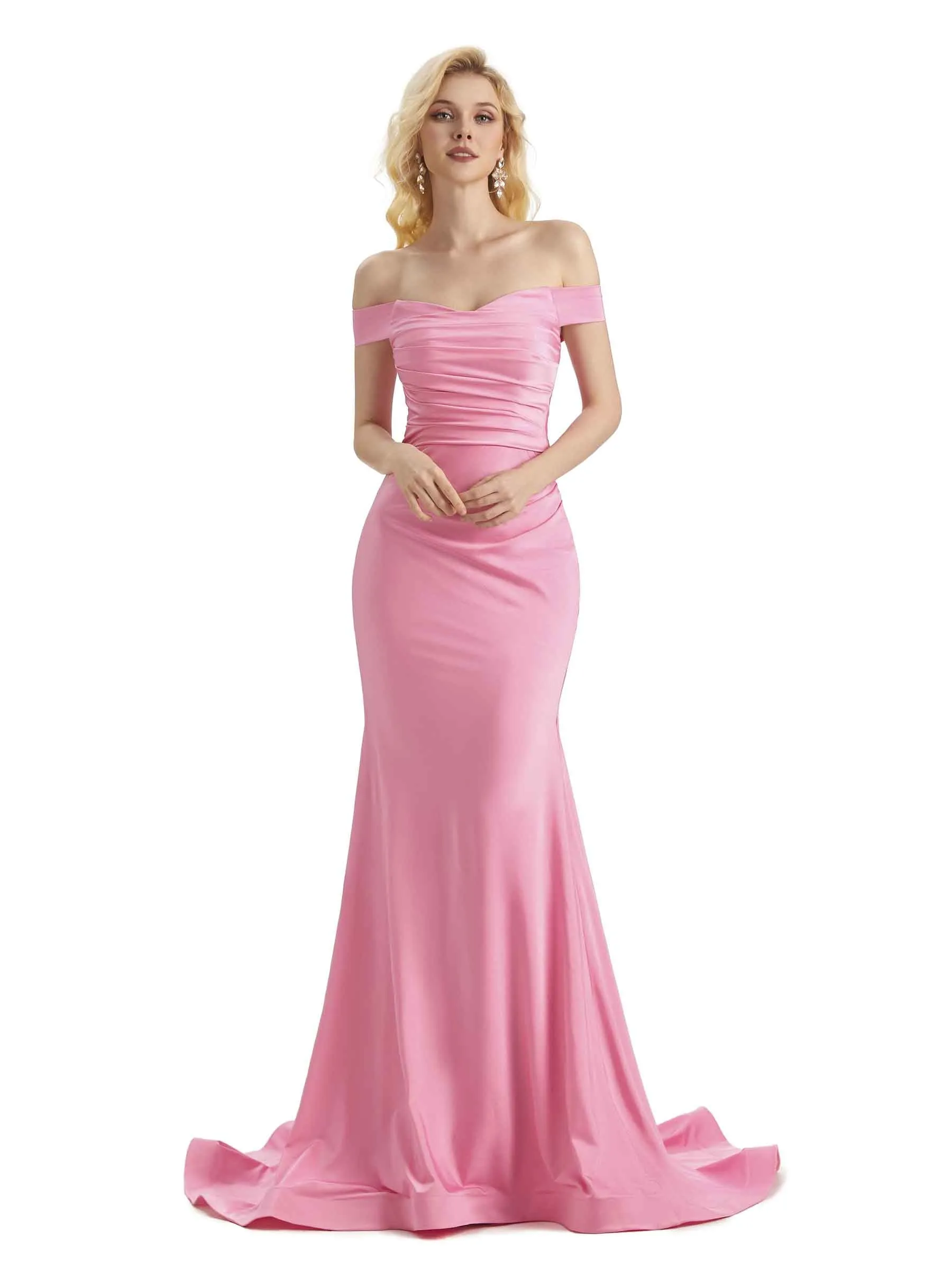 Sexy Mermaid Off The Shoulder Stretchy Jersey Long Formal Wedding Guest Dress sold by ChicSew