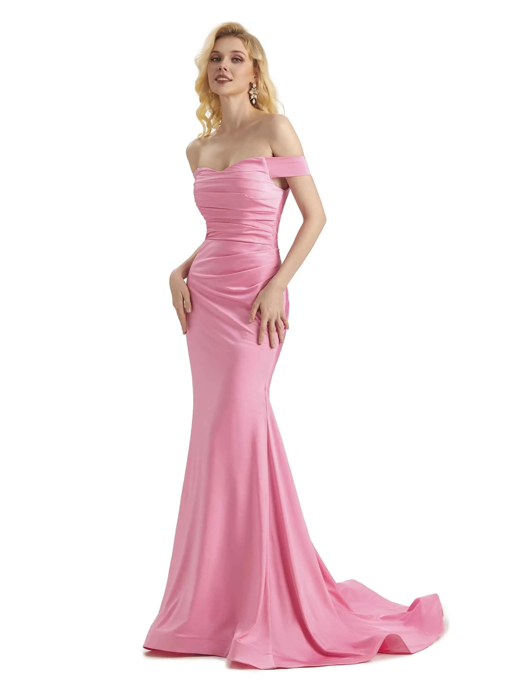Sexy Mermaid Off The Shoulder Stretchy Jersey Long Formal Wedding Guest Dress sold by ChicSew product image thumbnail 4